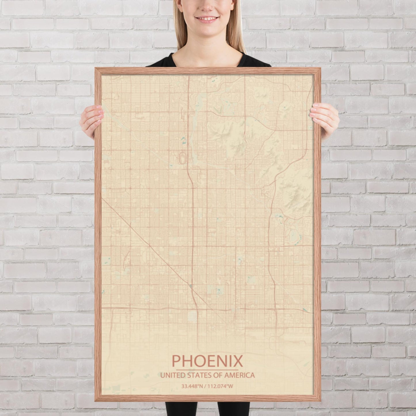 Phoenix Vintage Style Framed Map