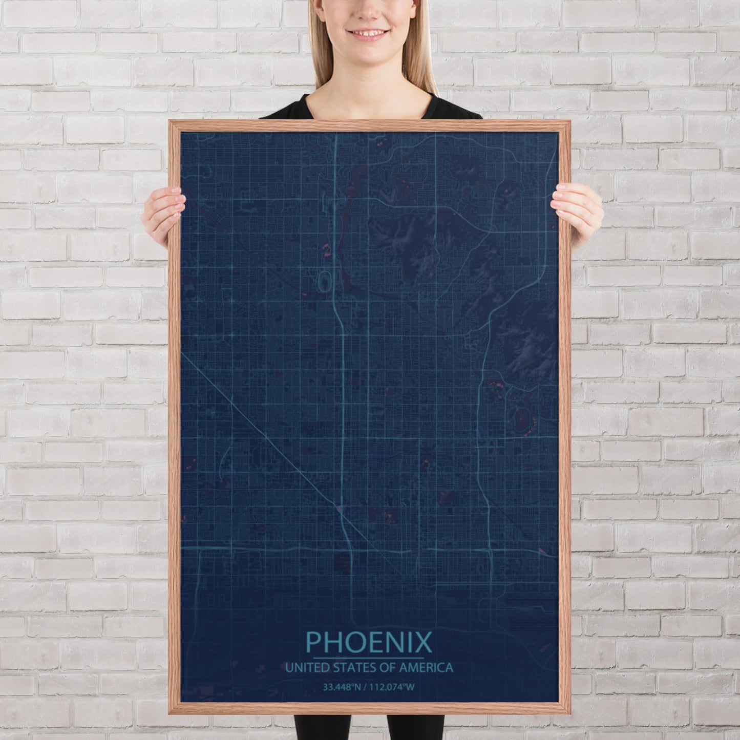 Phoenix Blue and Purple Framed Map