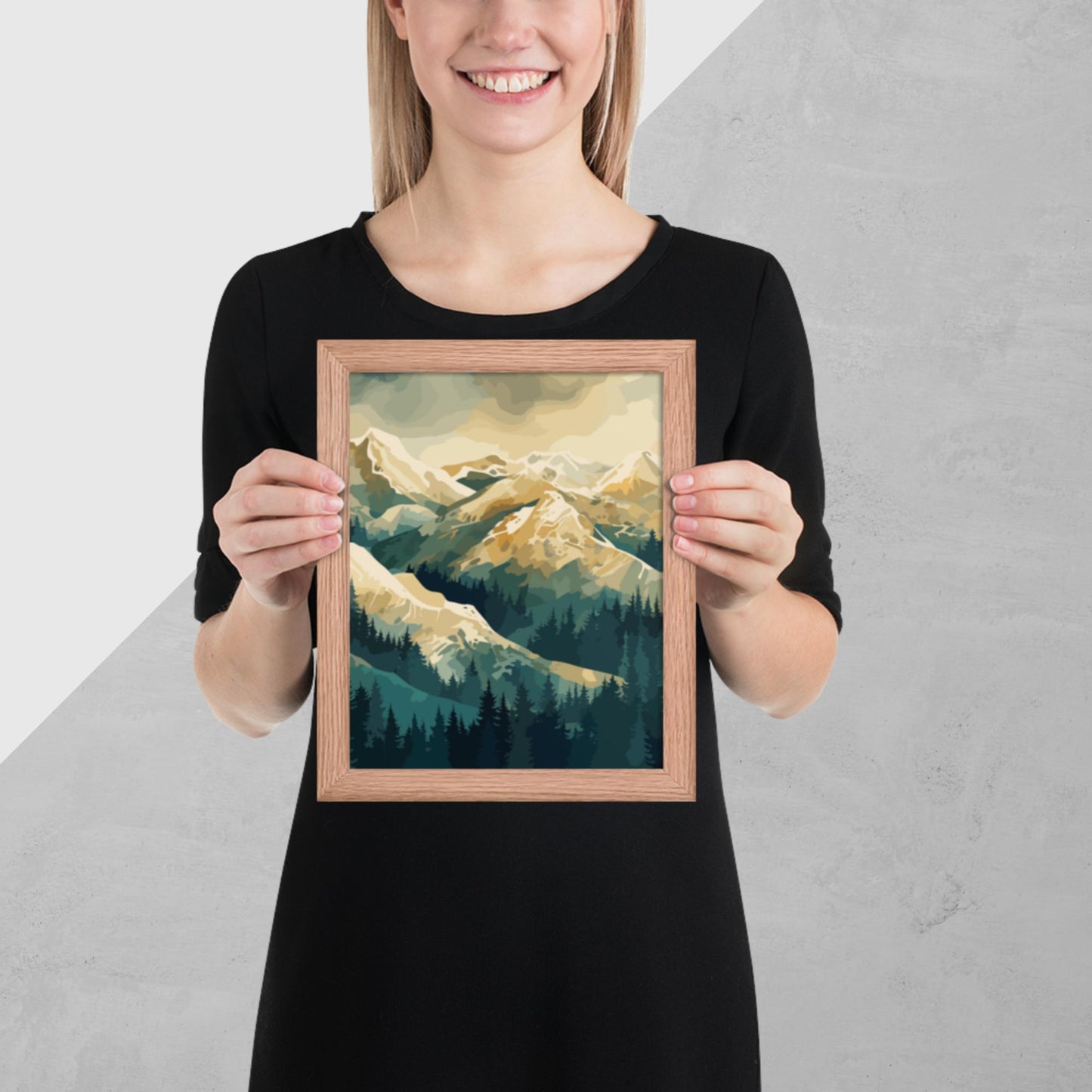Winter Forest Mountains Framed Poster