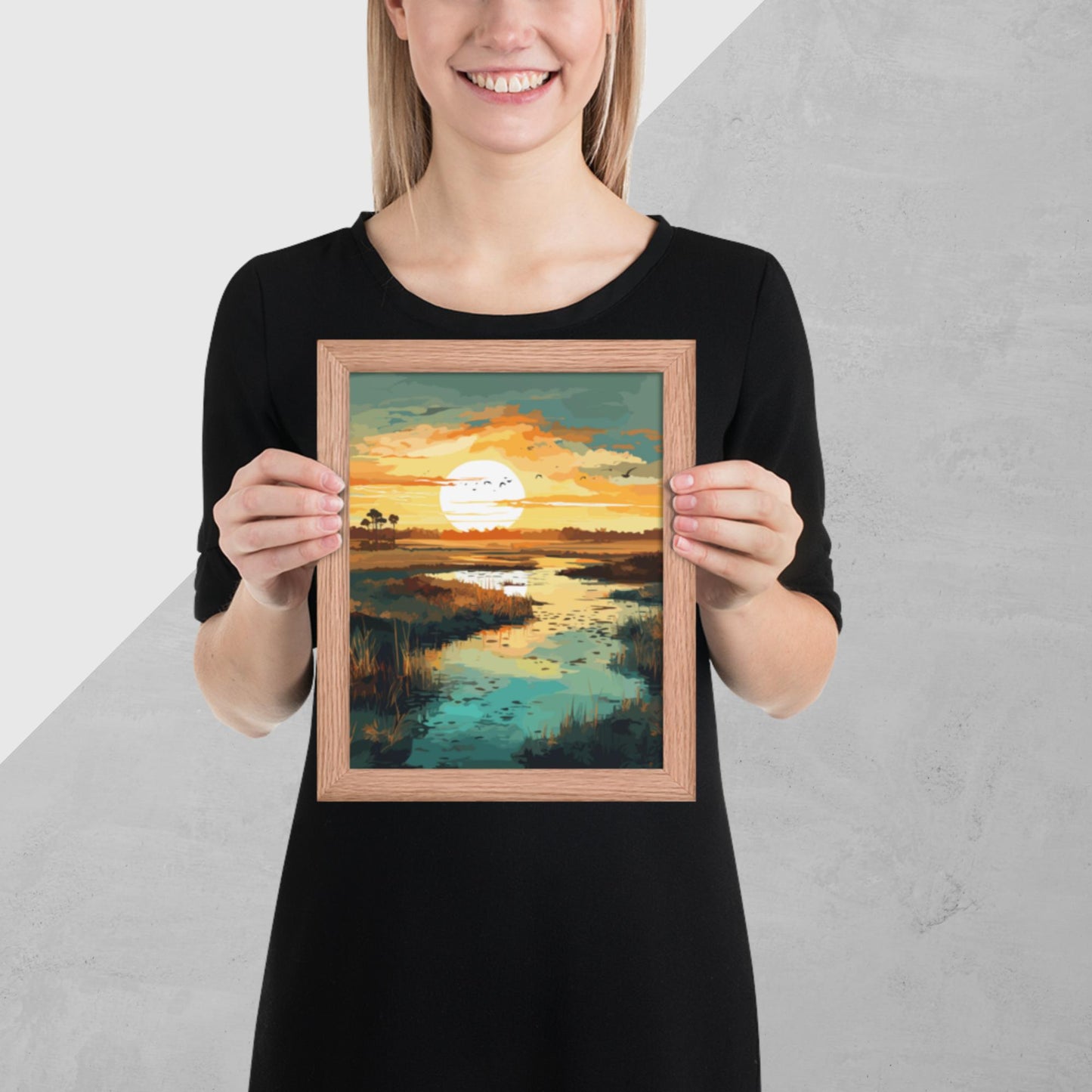 Marshland Sunset Framed Poster