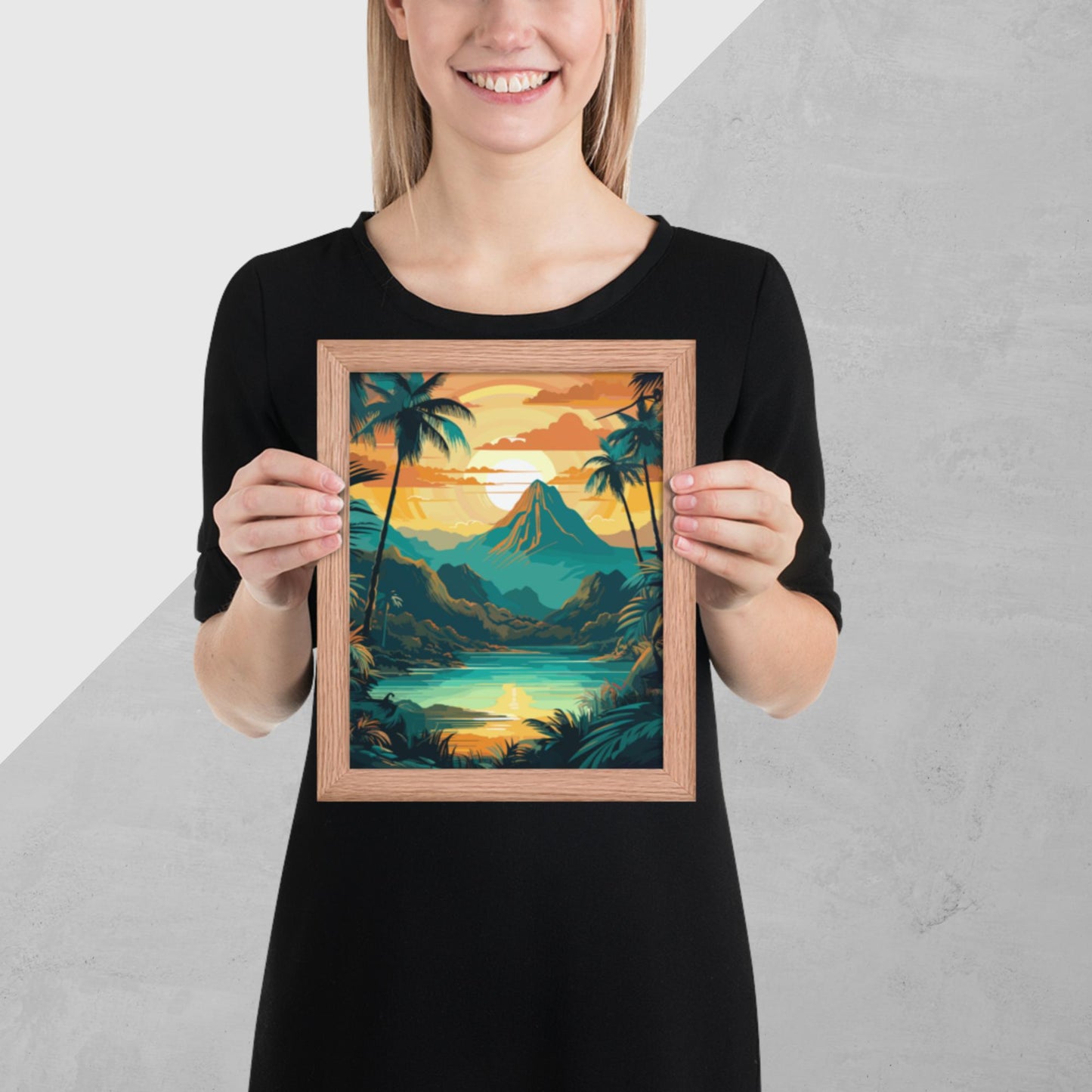 Rainforest Mountain Sunset Framed Poster