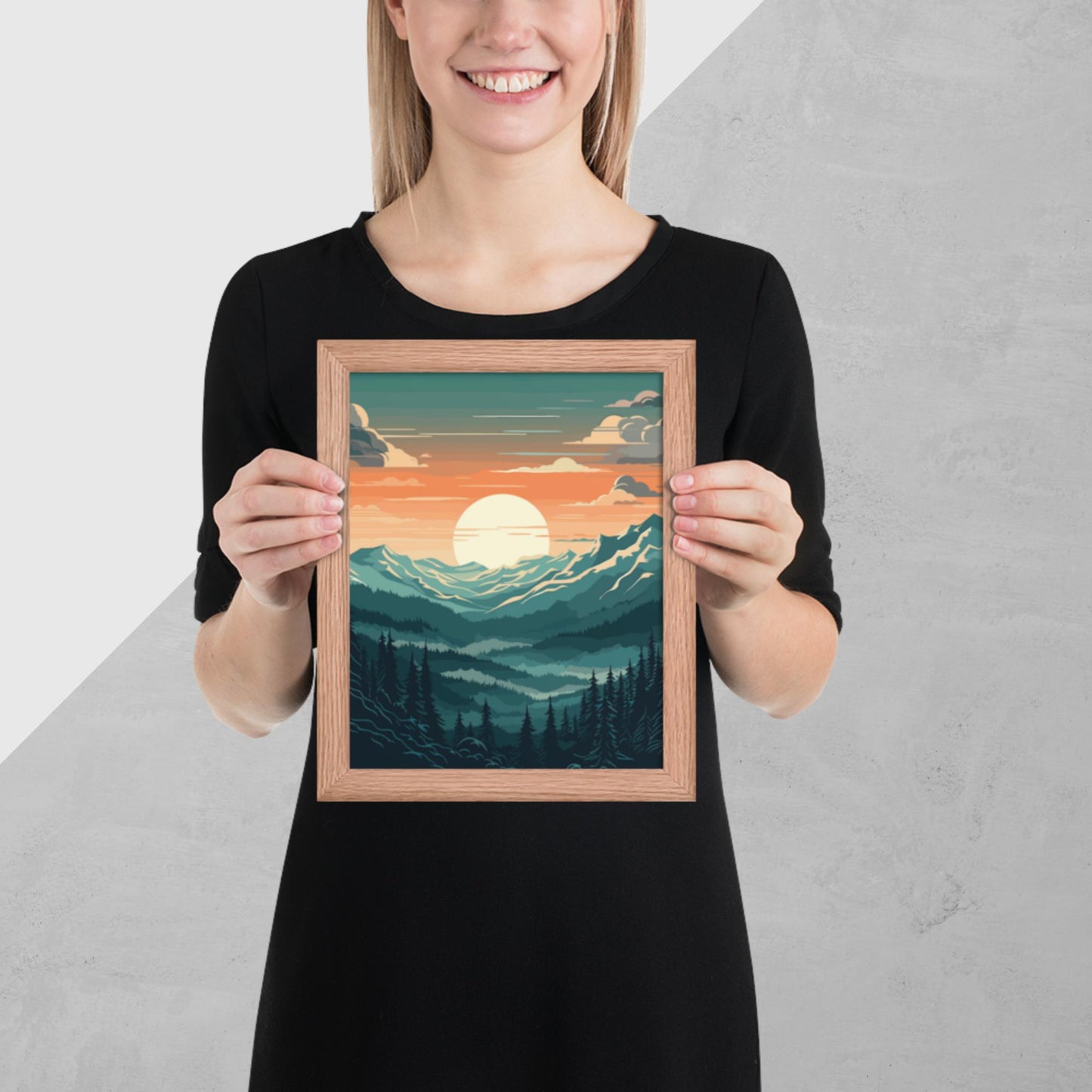 Forest Mountain Landscape Framed Poster