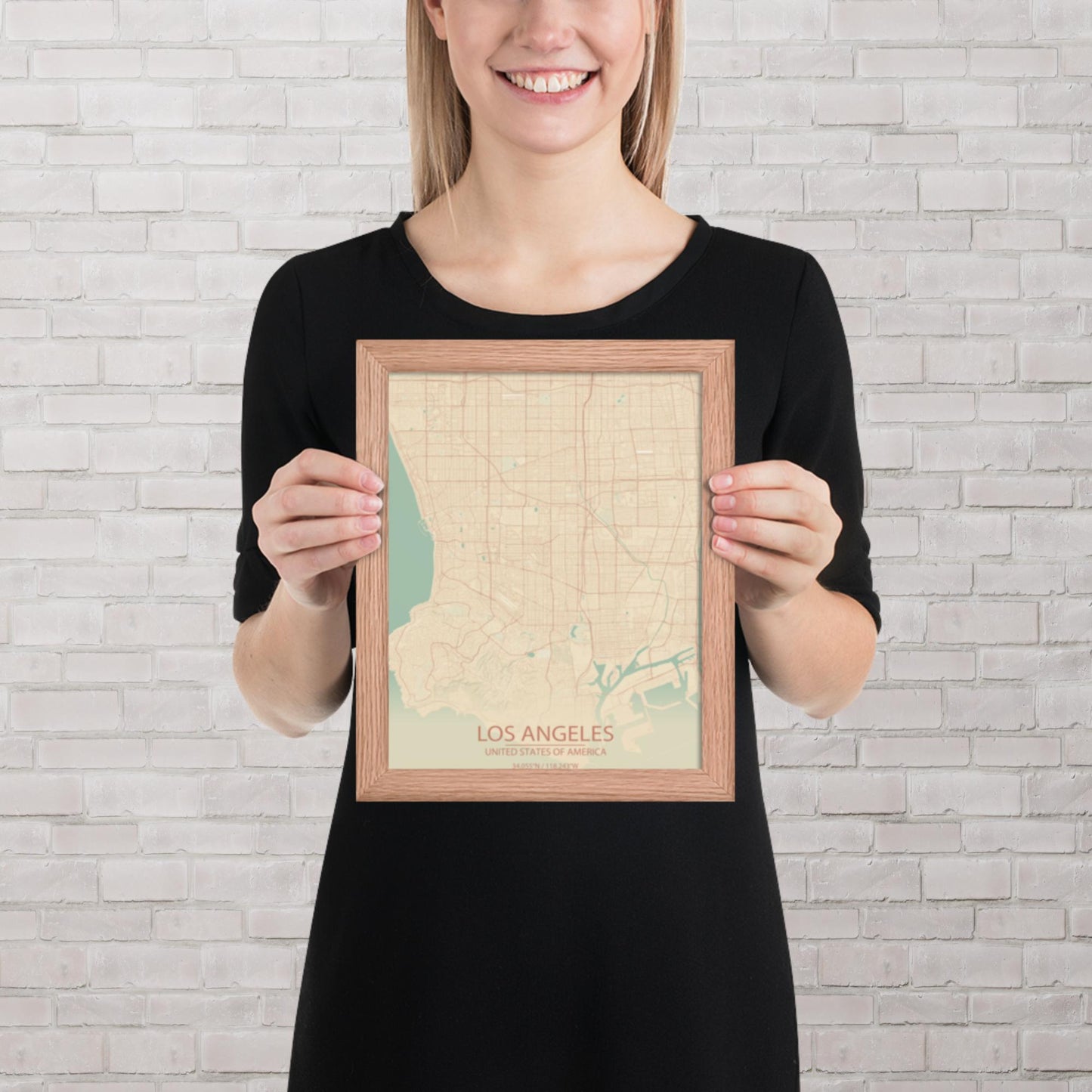Los Angeles Vintage Style Framed Map