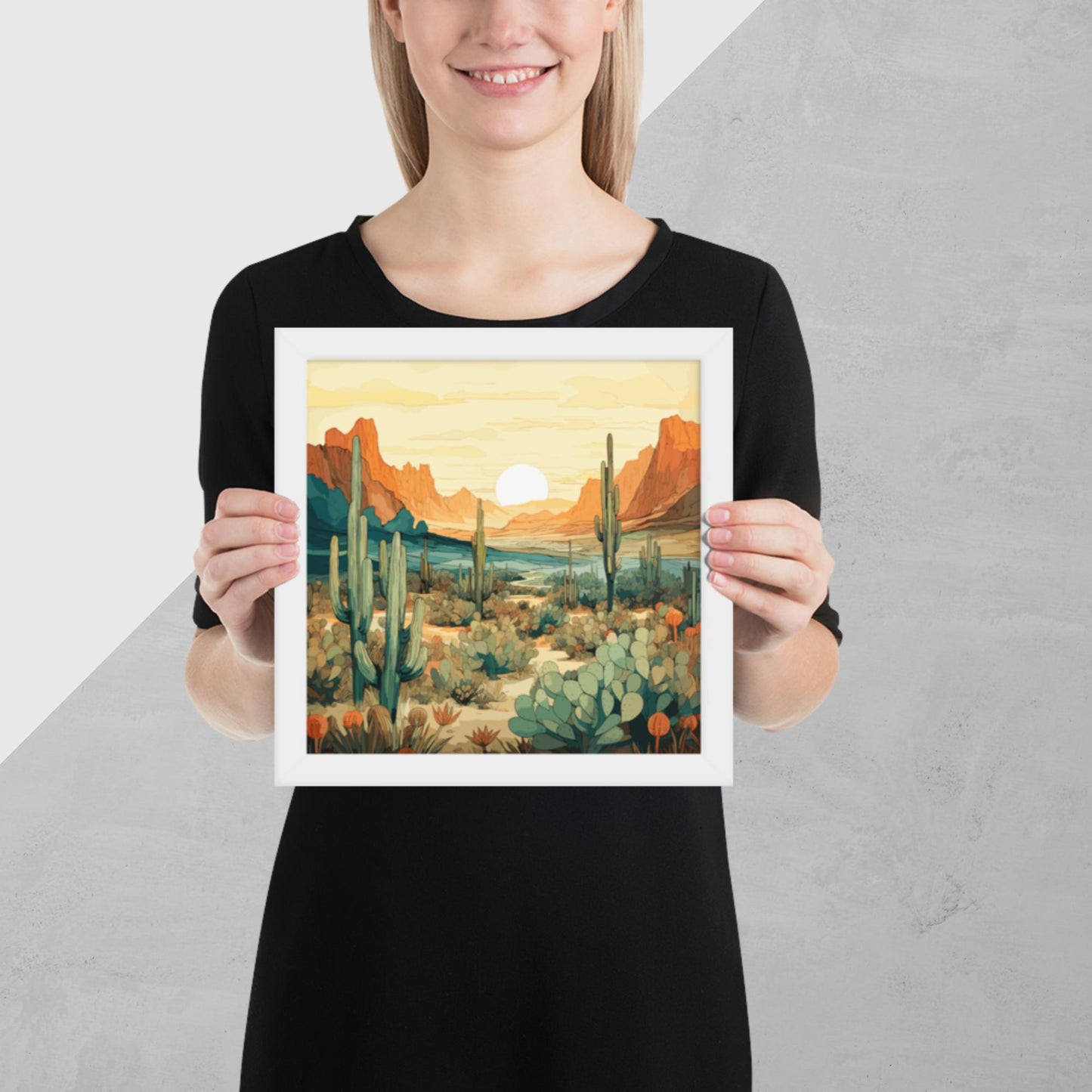 Desert Hills Shrubs Framed Poster