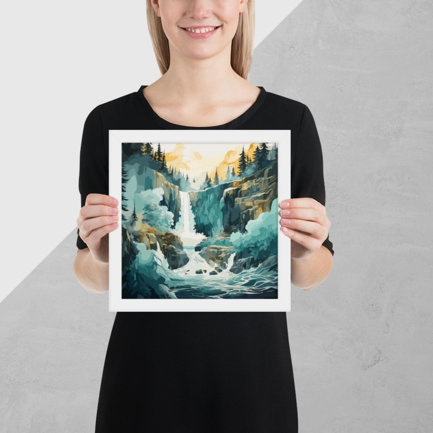 Roaring Forest Waterfall Framed Poster