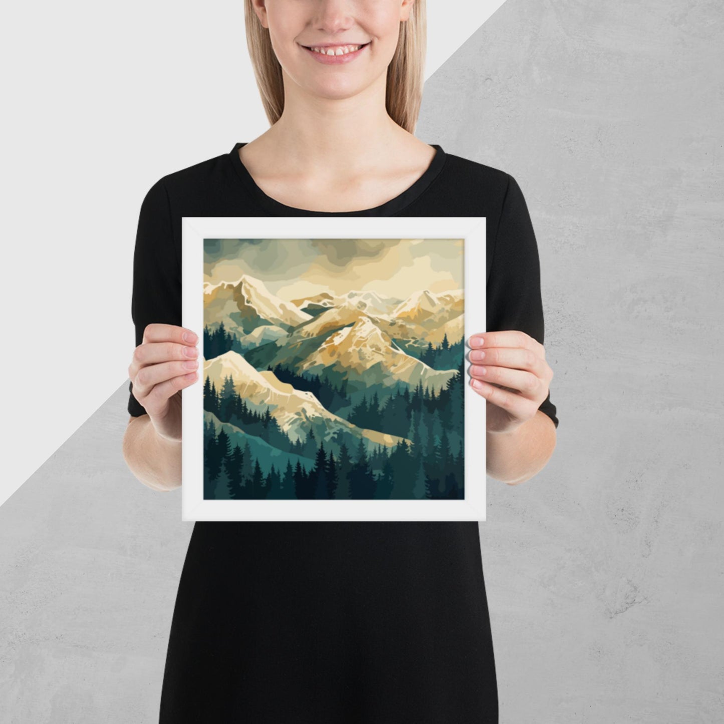 Winter Forest Mountains Framed Poster