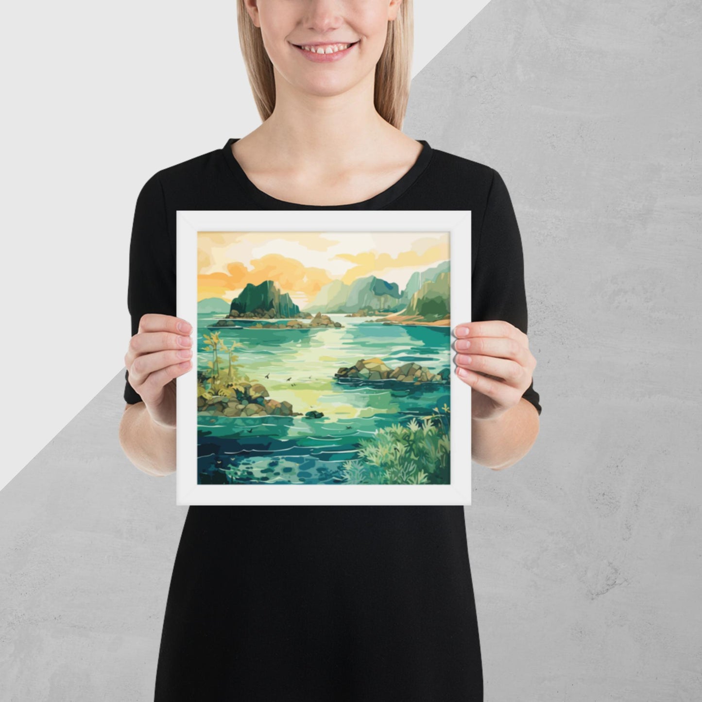 Tropical Island Rocks Framed Poster