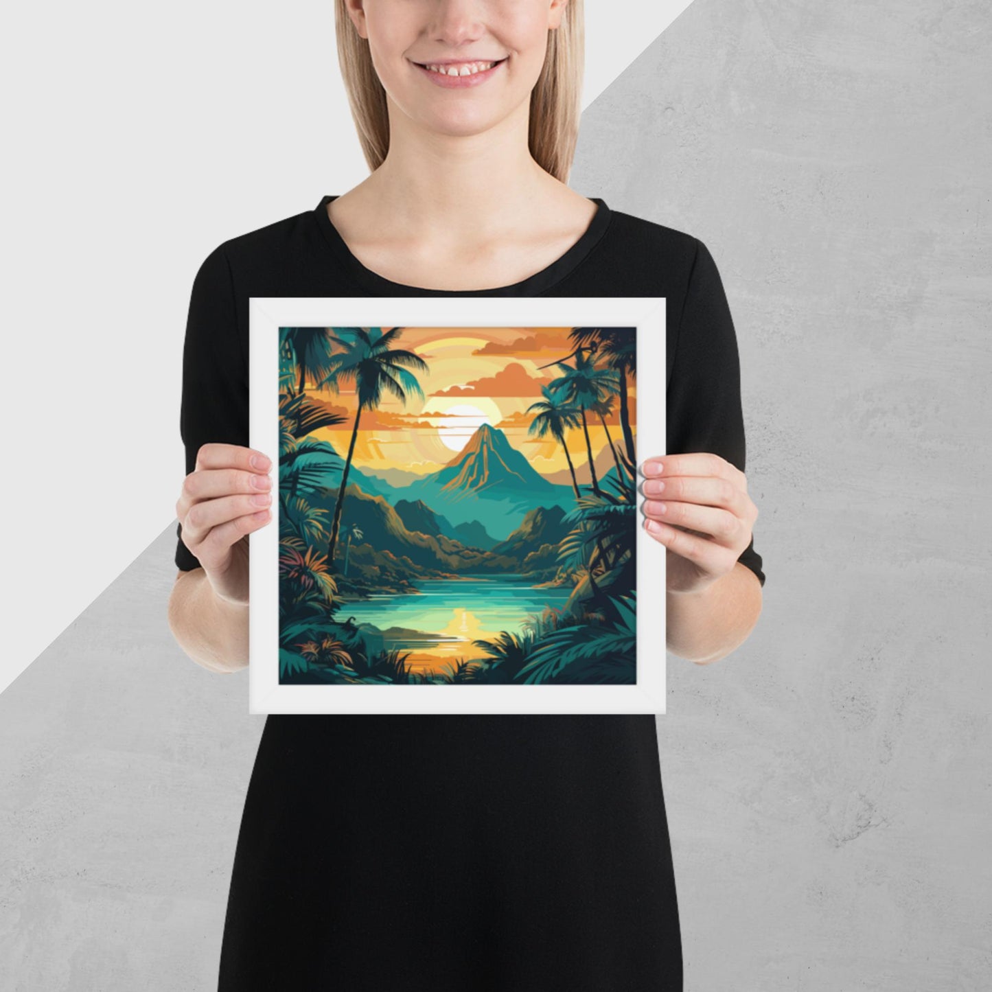 Rainforest Mountain Sunset Framed Poster