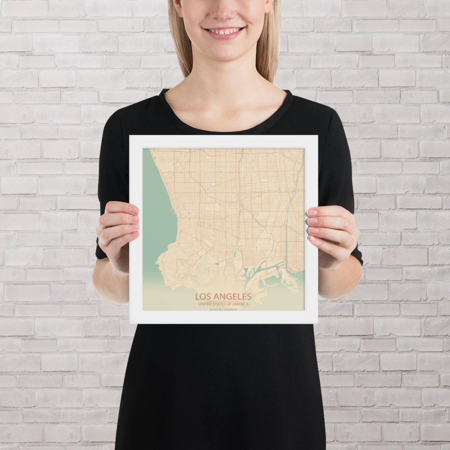 Los Angeles Vintage Style Framed Map