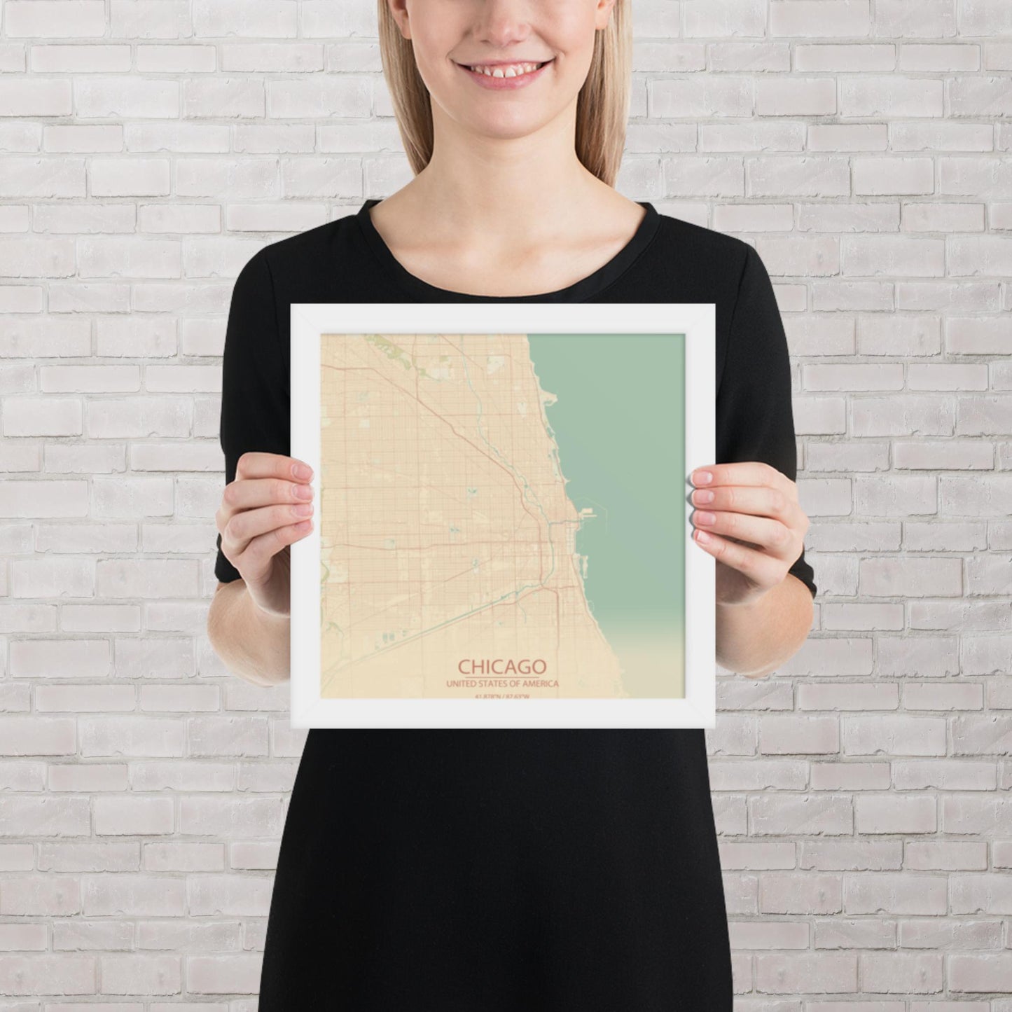 Chicago Vintage Style Framed Map