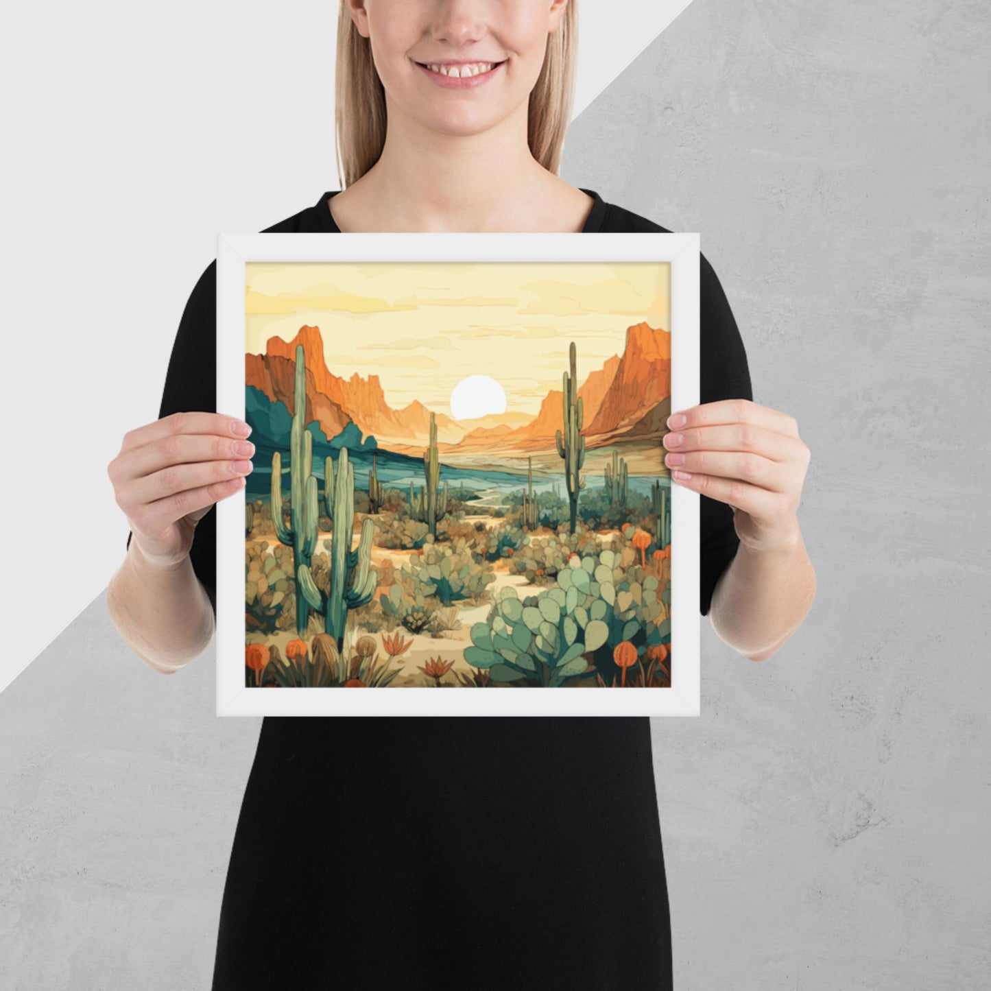Desert Hills Shrubs Framed Poster