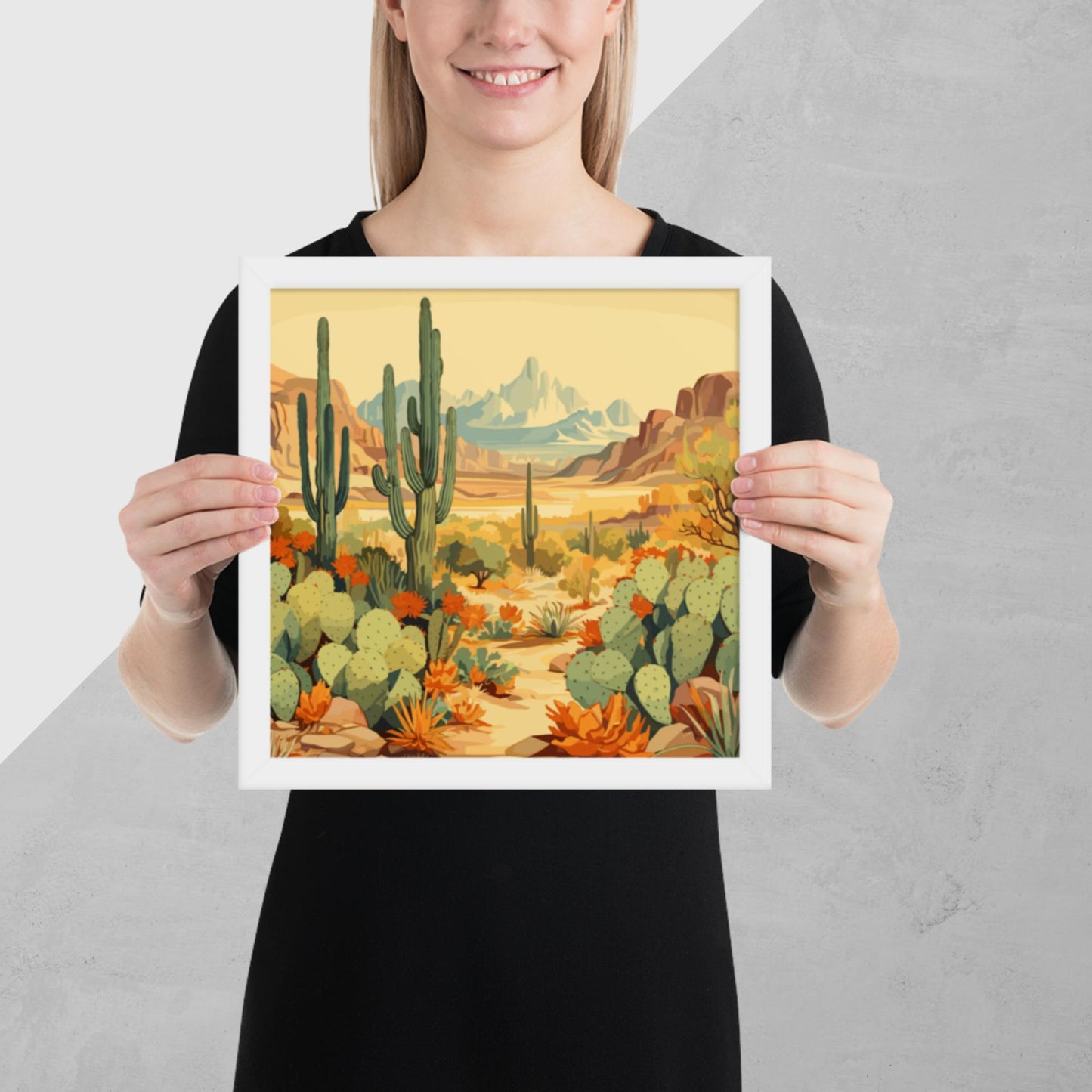 Mountainous Desert Life Framed Poster