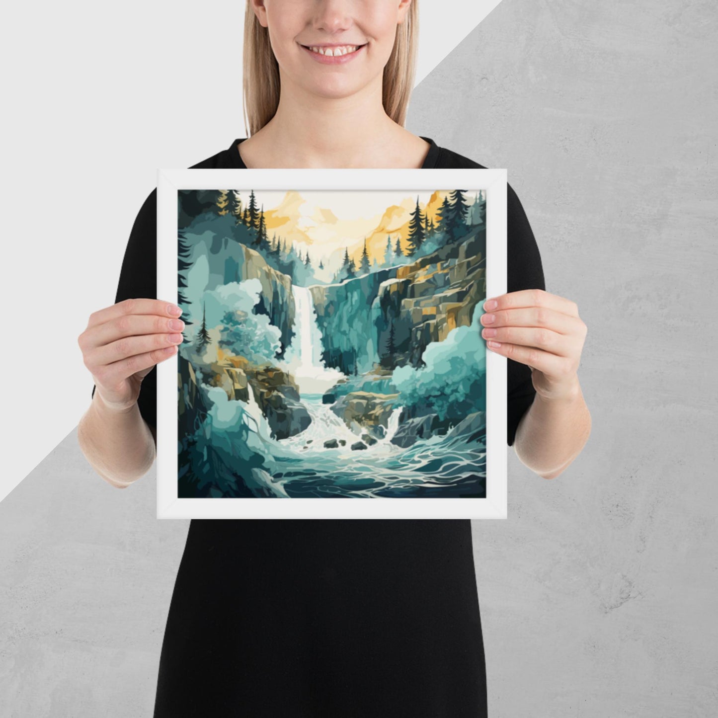 Roaring Forest Waterfall Framed Poster