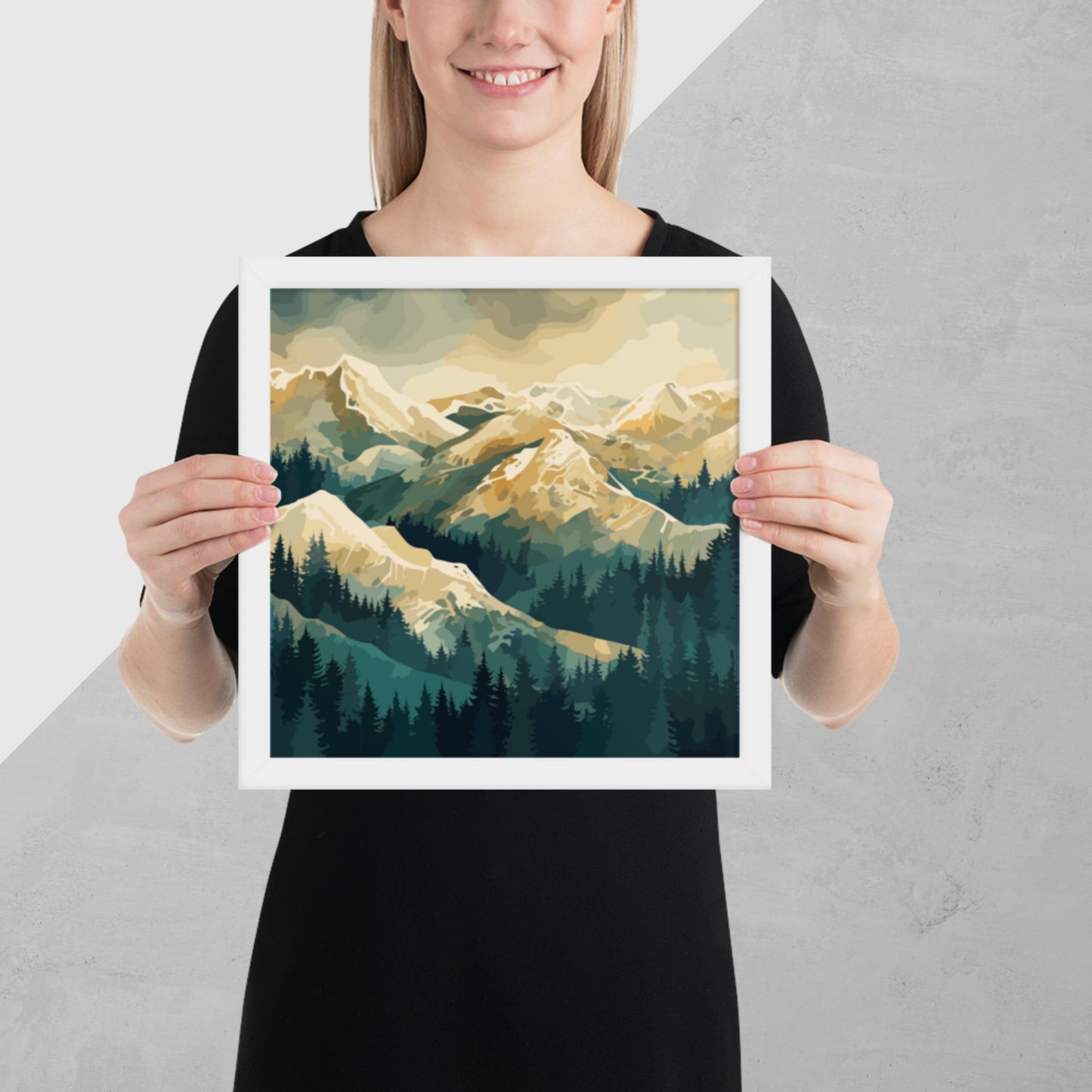 Winter Forest Mountains Framed Poster