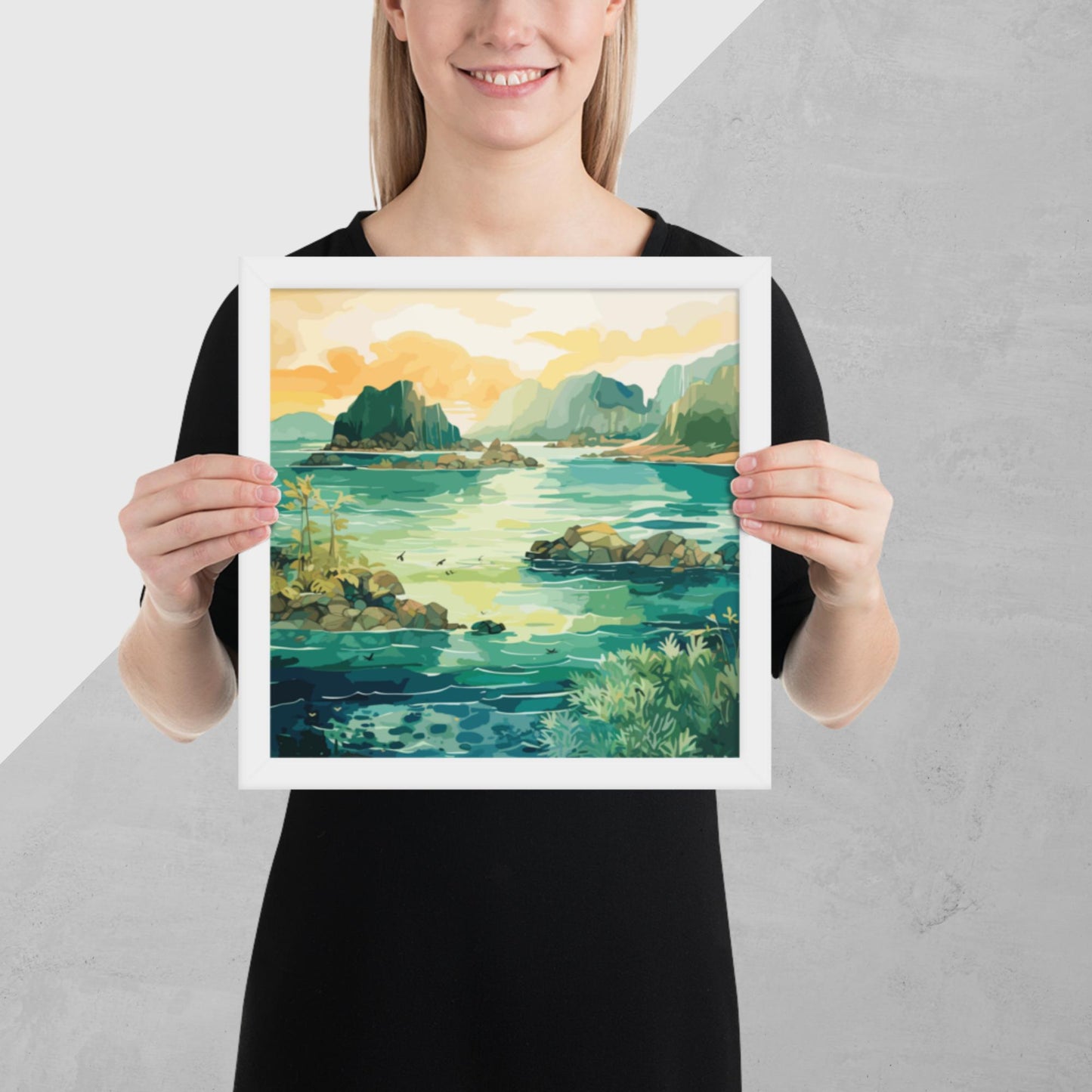 Tropical Island Rocks Framed Poster
