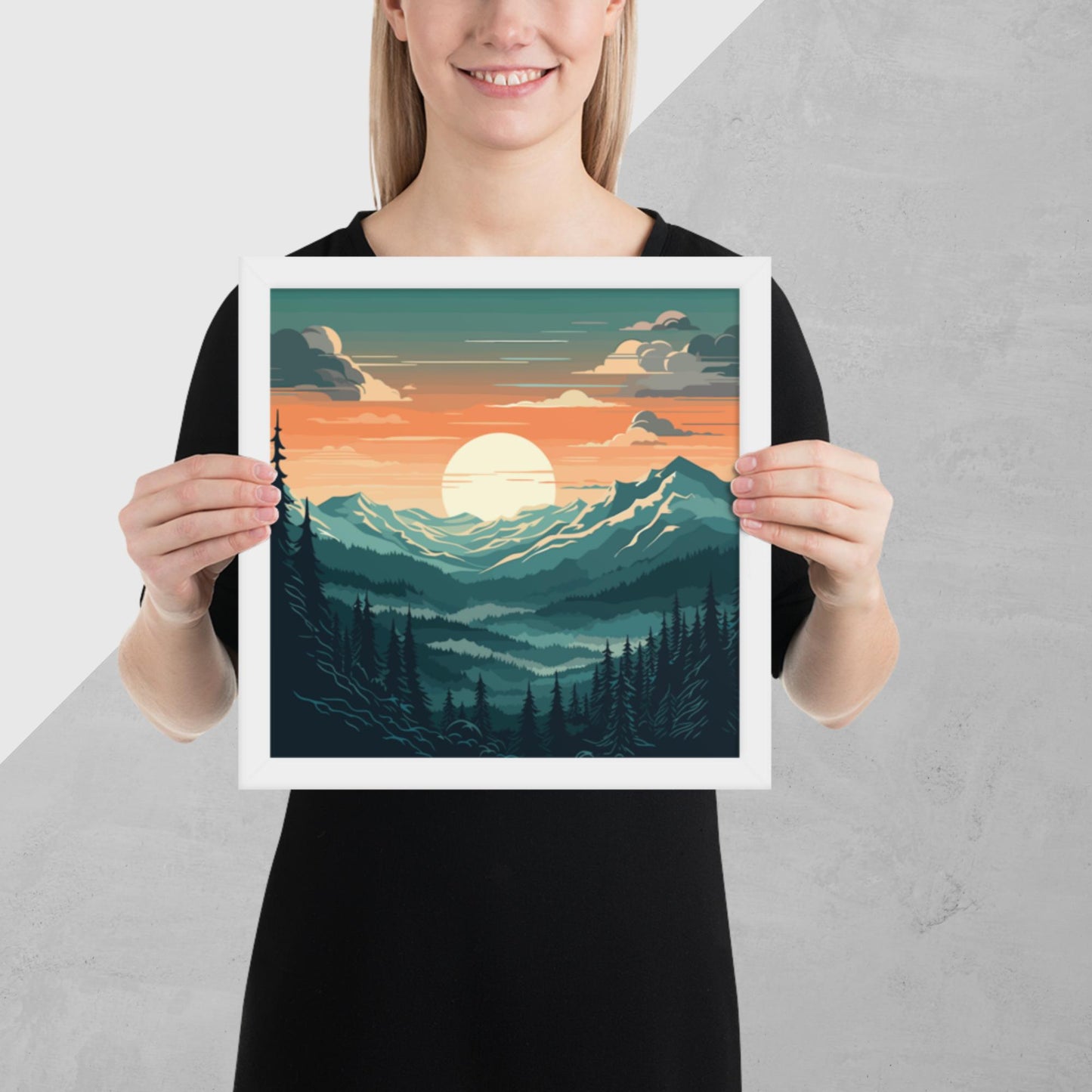 Forest Mountain Landscape Framed Poster