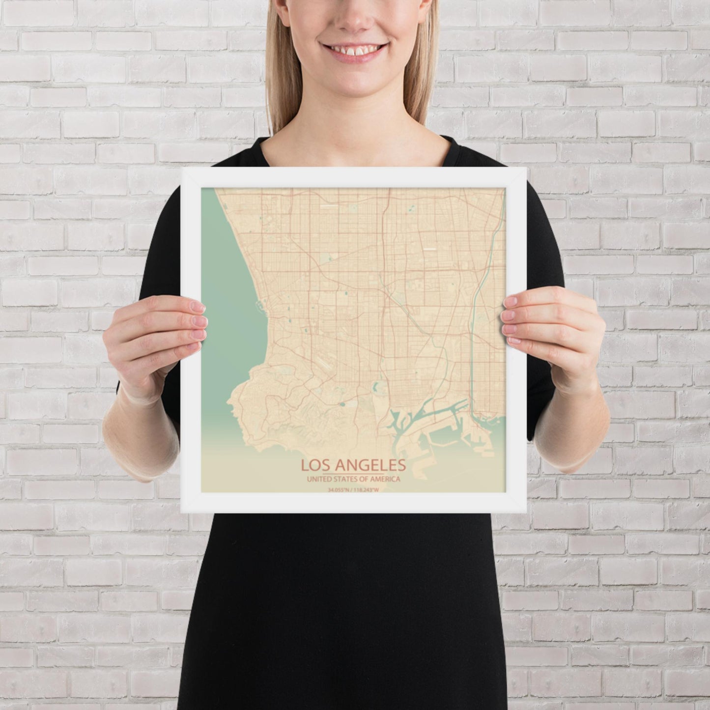 Los Angeles Vintage Style Framed Map