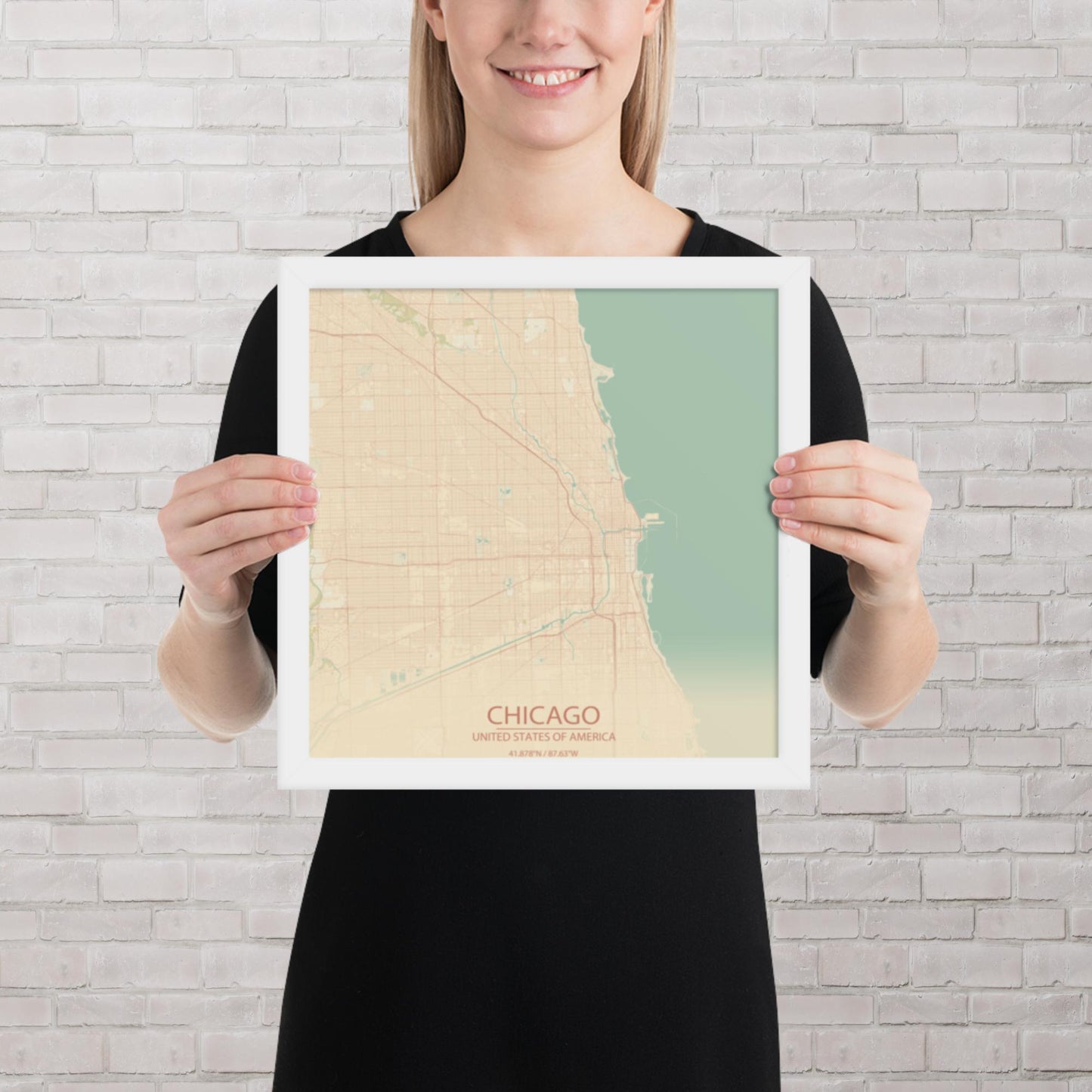 Chicago Vintage Style Framed Map