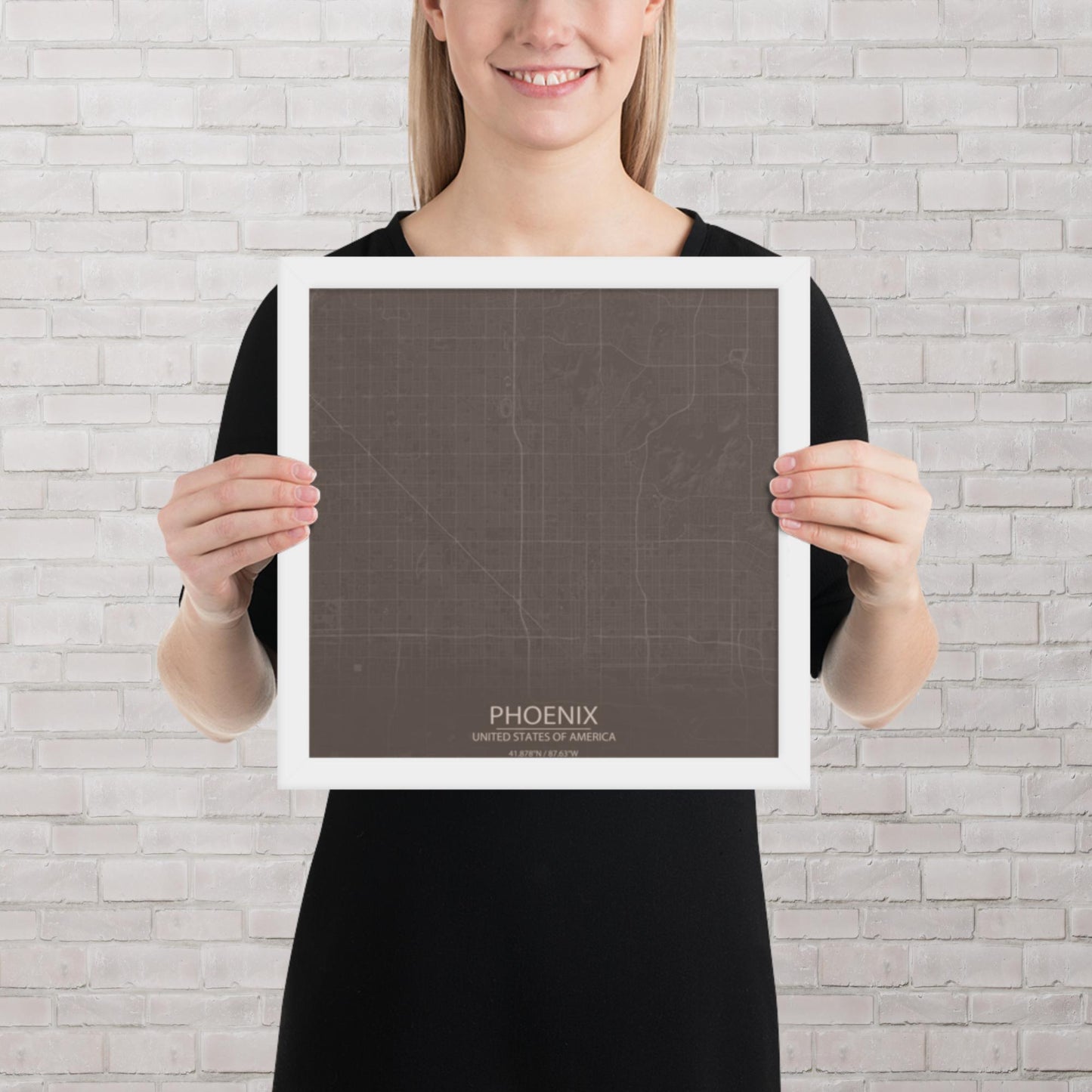 Phoenix Brown and Grey Framed Map