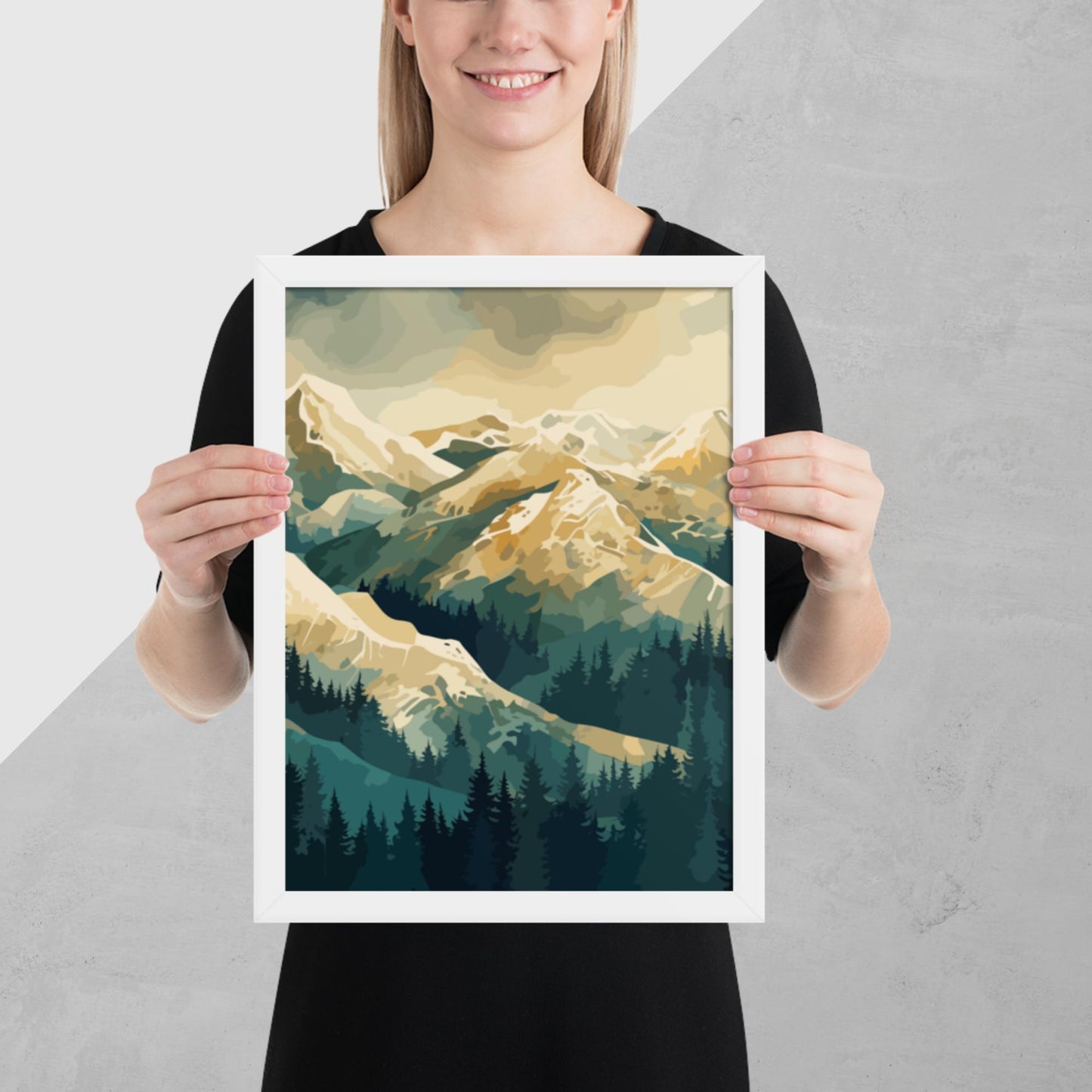 Winter Forest Mountains Framed Poster