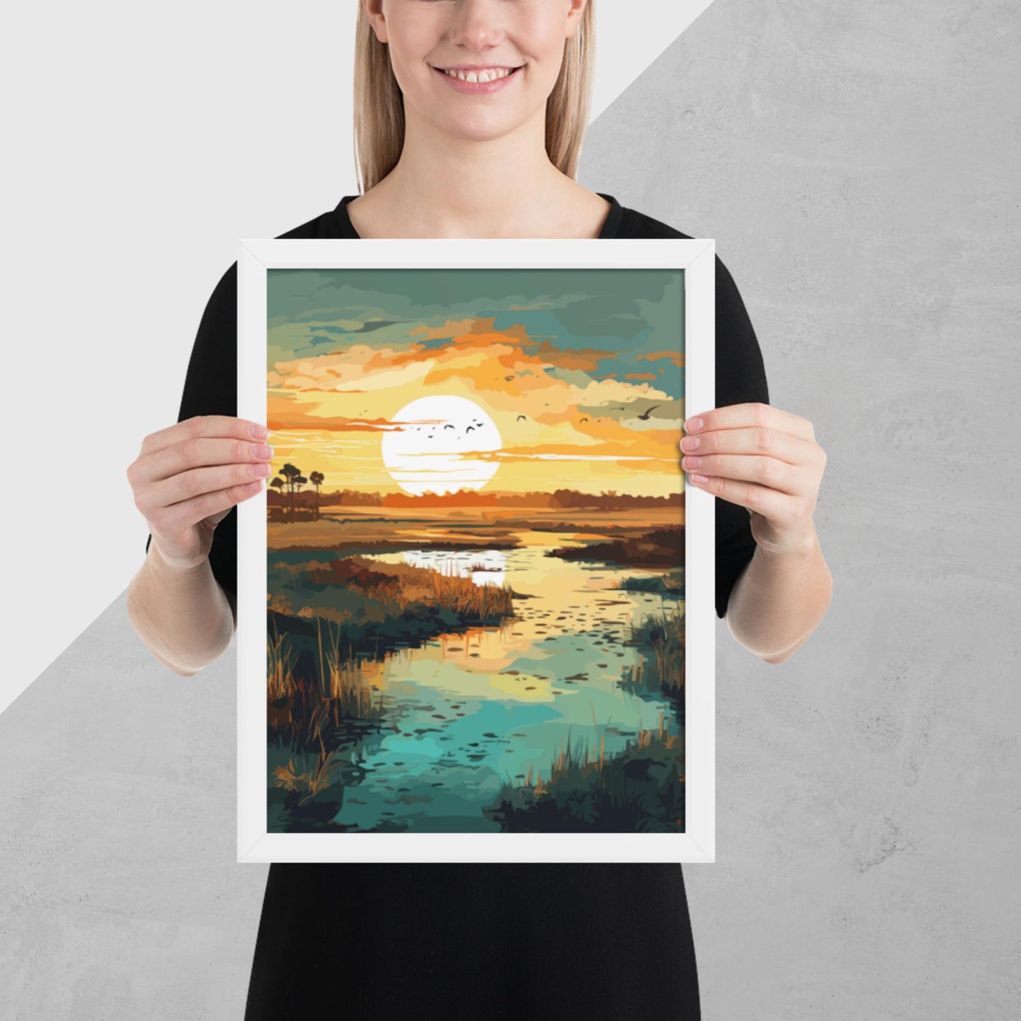 Marshland Sunset Framed Poster