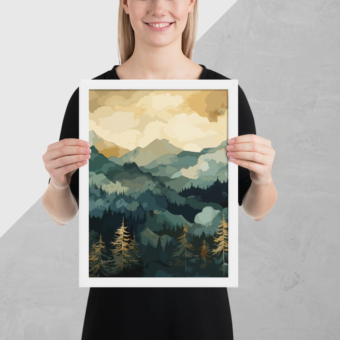 Mountainous Forest Framed Poster