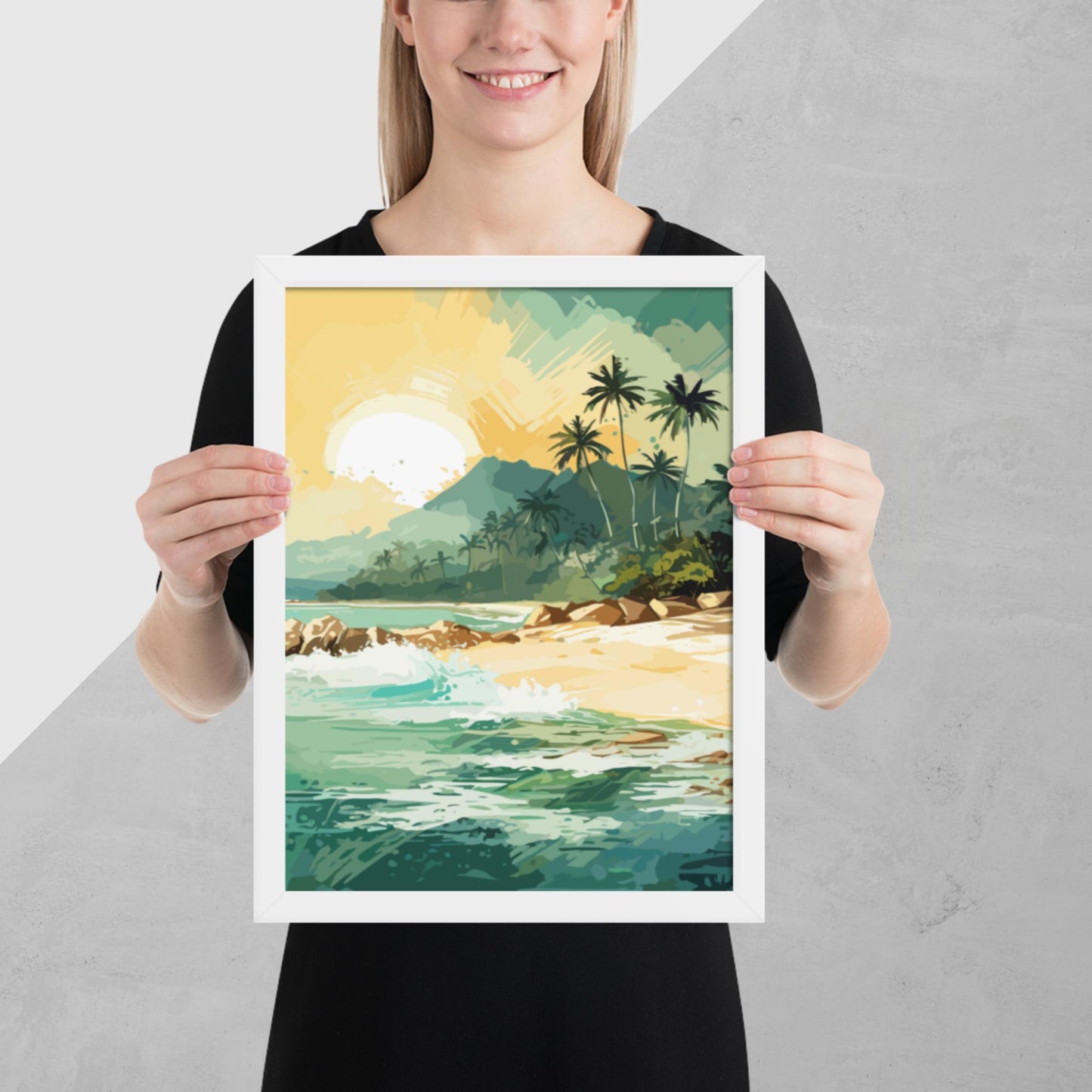 Tropical Island Beach Framed Poster