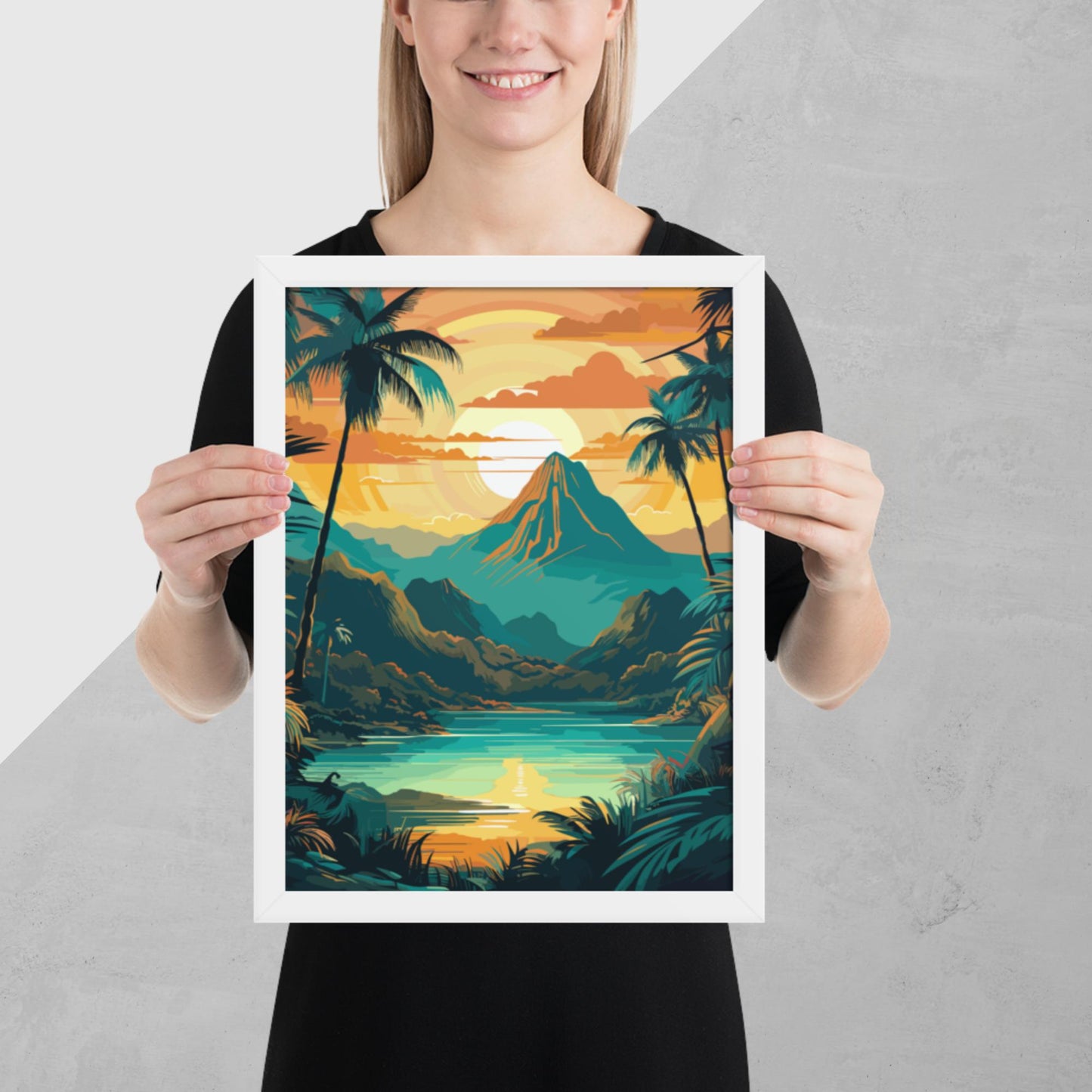 Rainforest Mountain Sunset Framed Poster