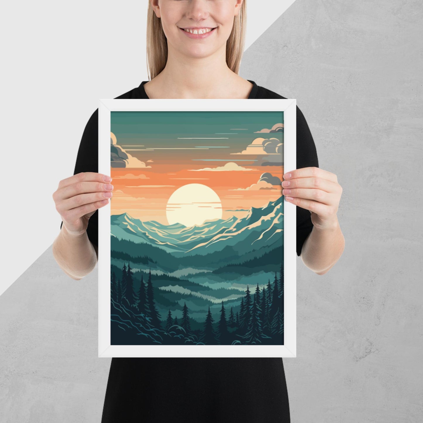 Forest Mountain Landscape Framed Poster