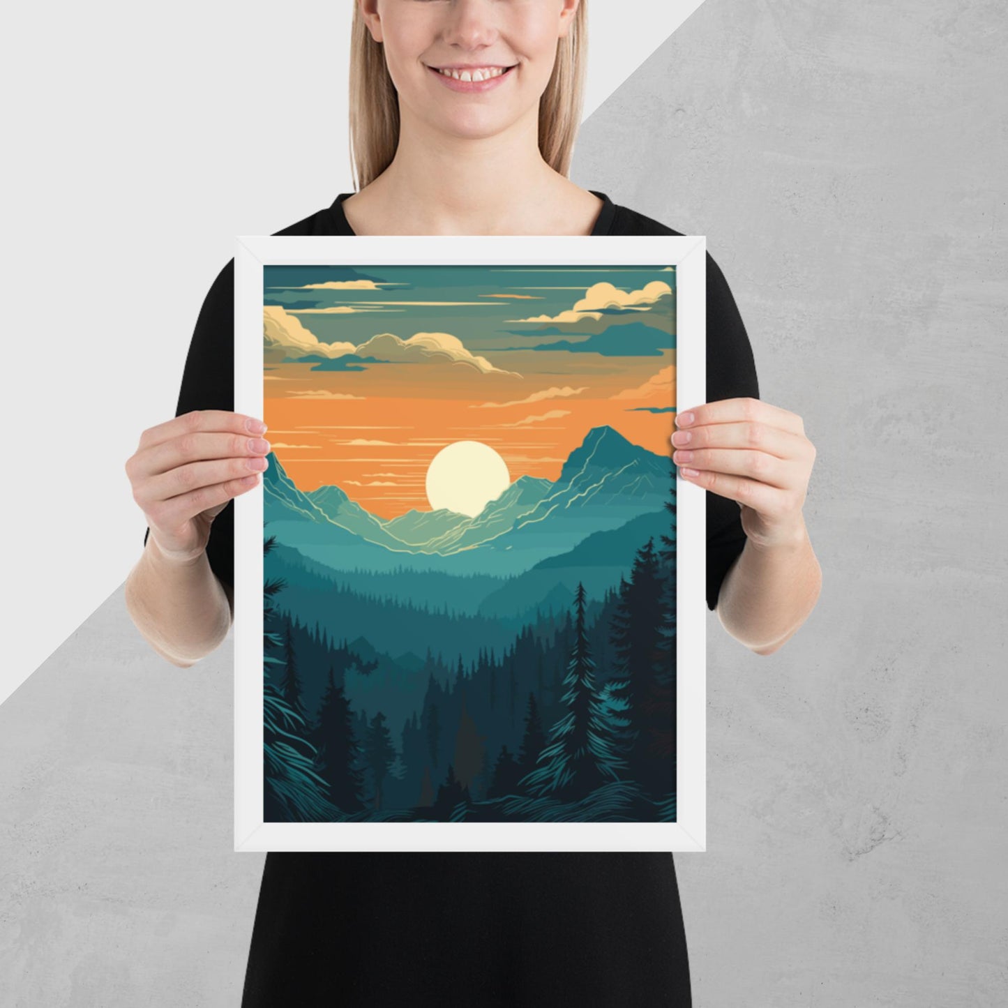 Forest Skyline Sunset Framed Poster