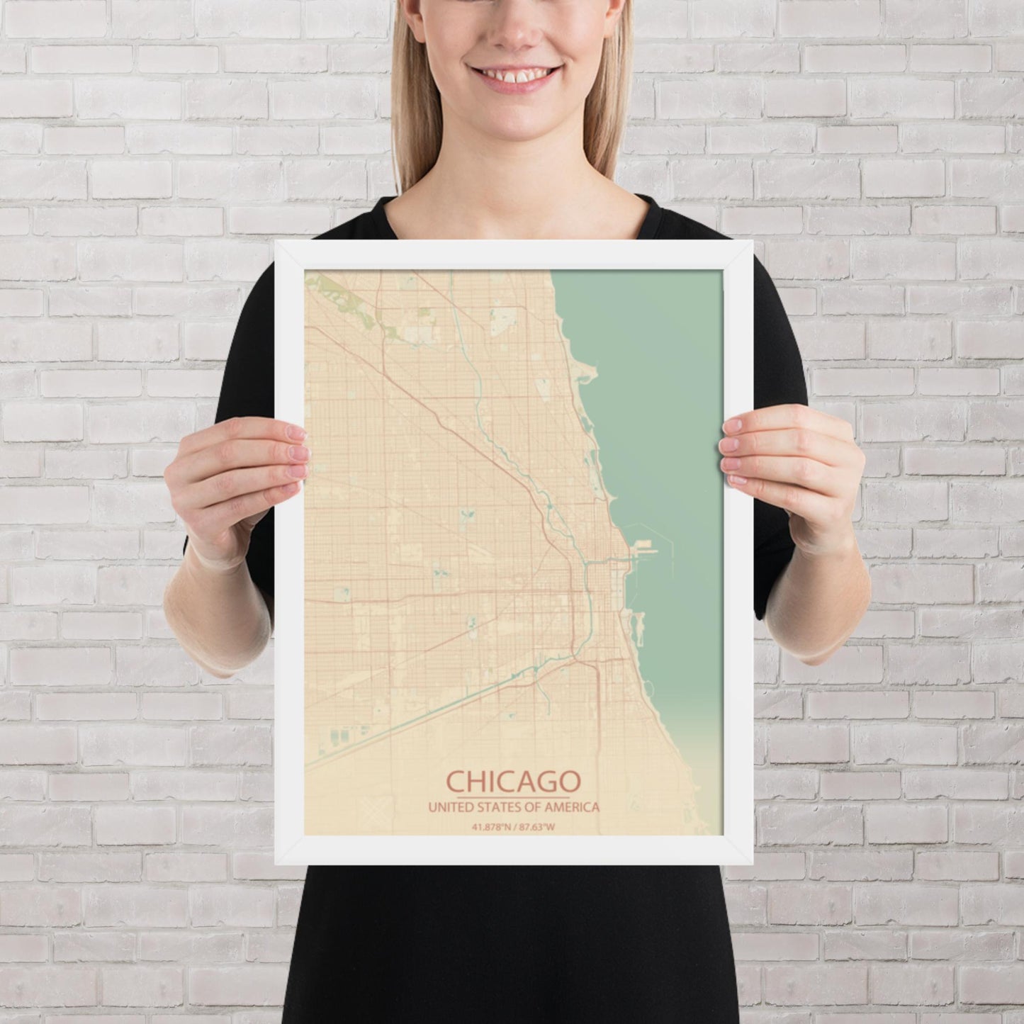Chicago Vintage Style Framed Map