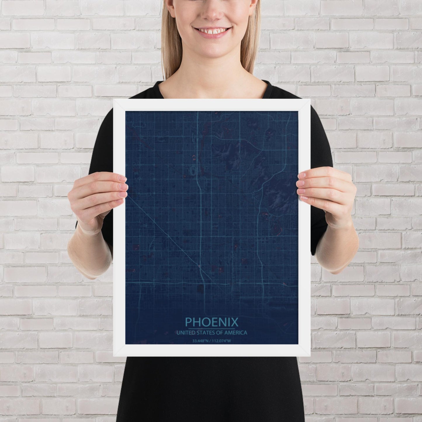 Phoenix Blue and Purple Framed Map