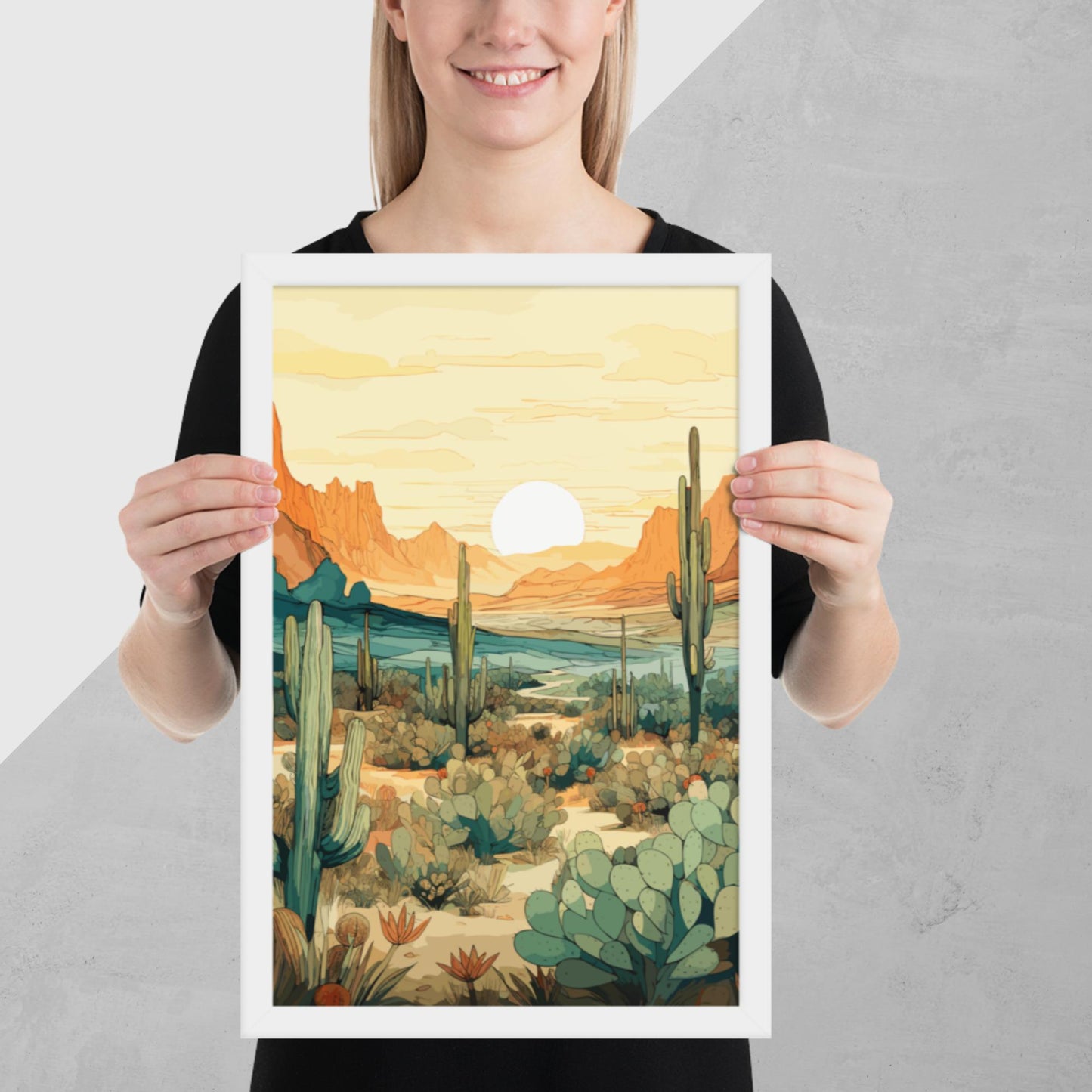 Desert Hills Shrubs Framed Poster