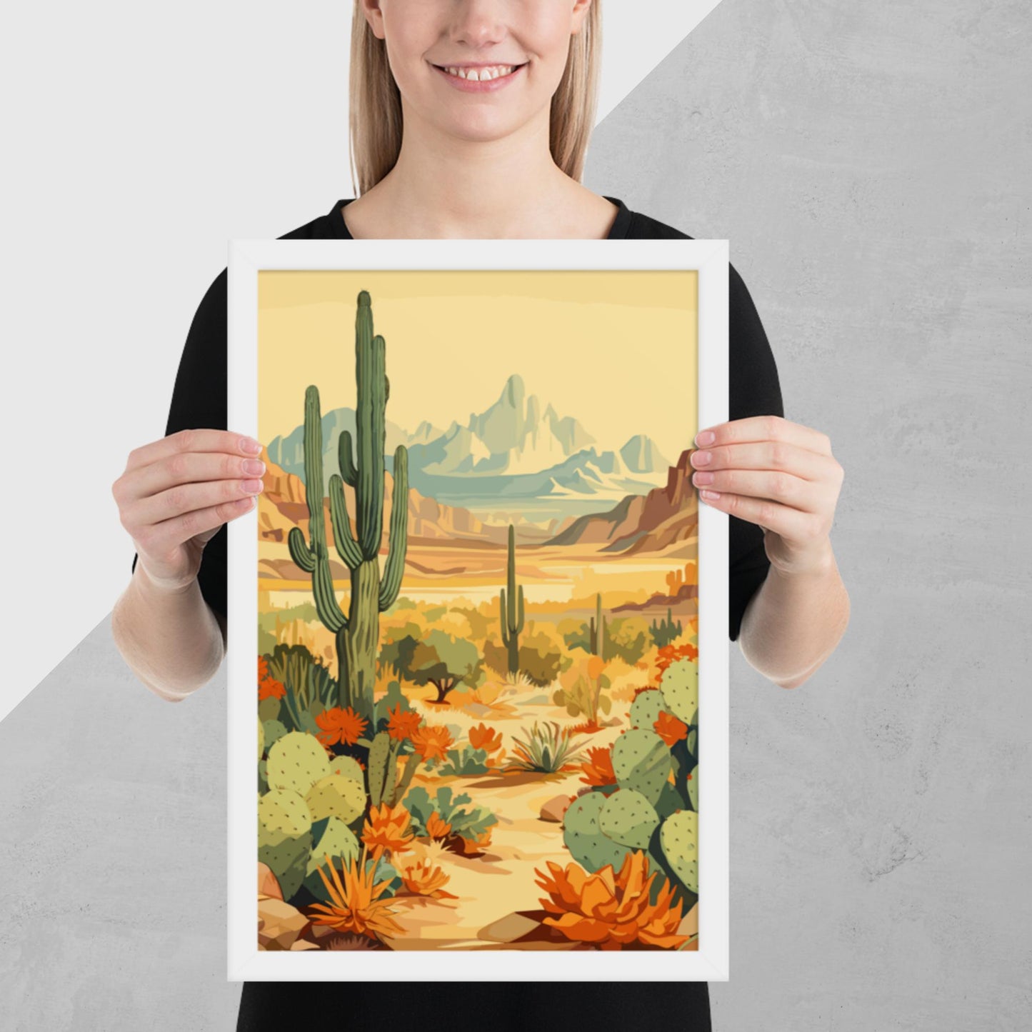 Mountainous Desert Life Framed Poster