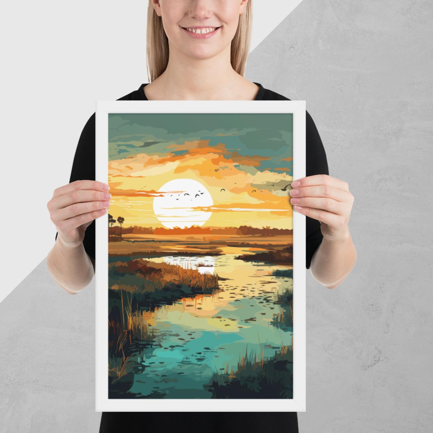 Marshland Sunset Framed Poster