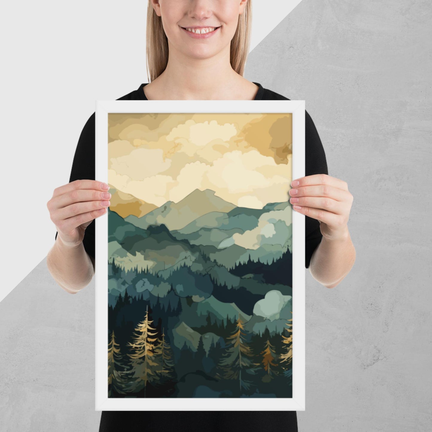 Mountainous Forest Framed Poster