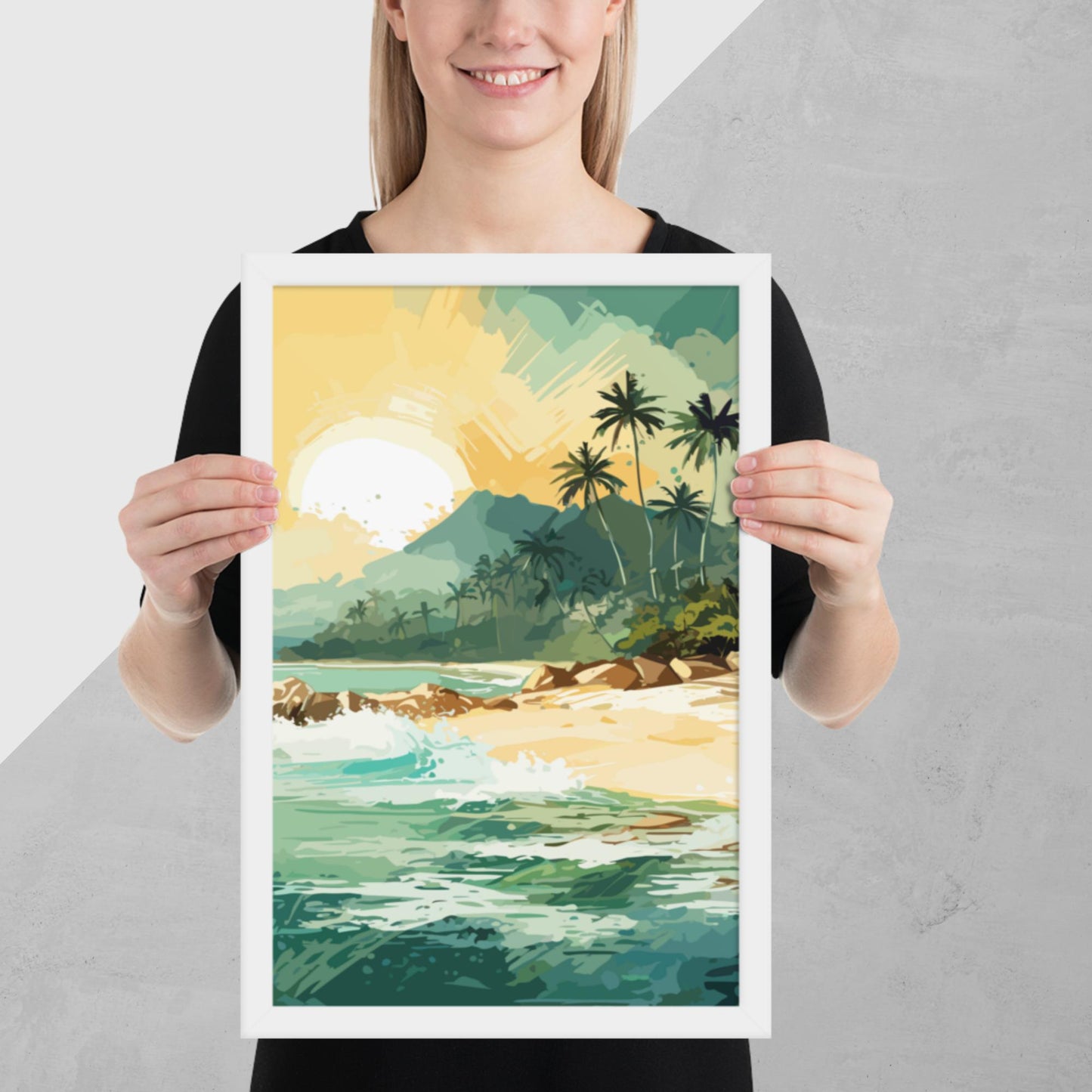 Tropical Island Beach Framed Poster