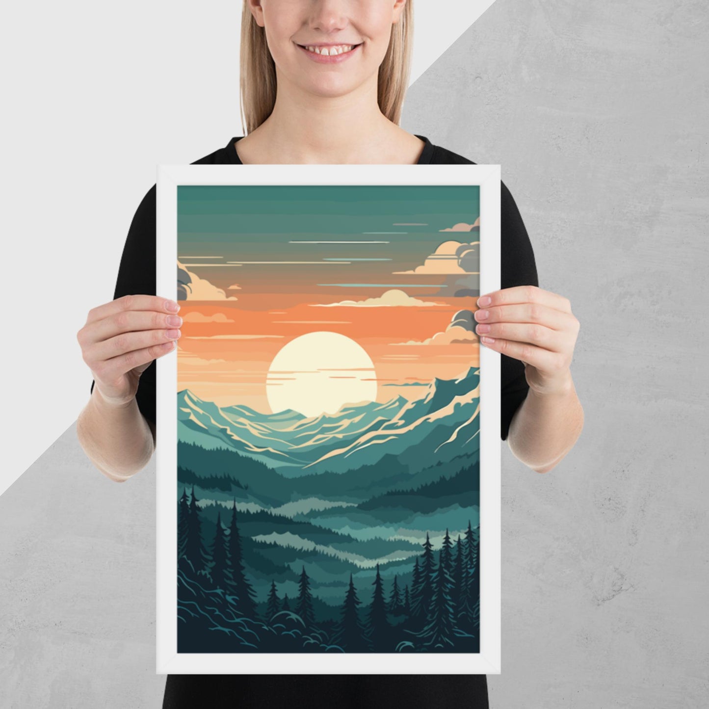 Forest Mountain Landscape Framed Poster