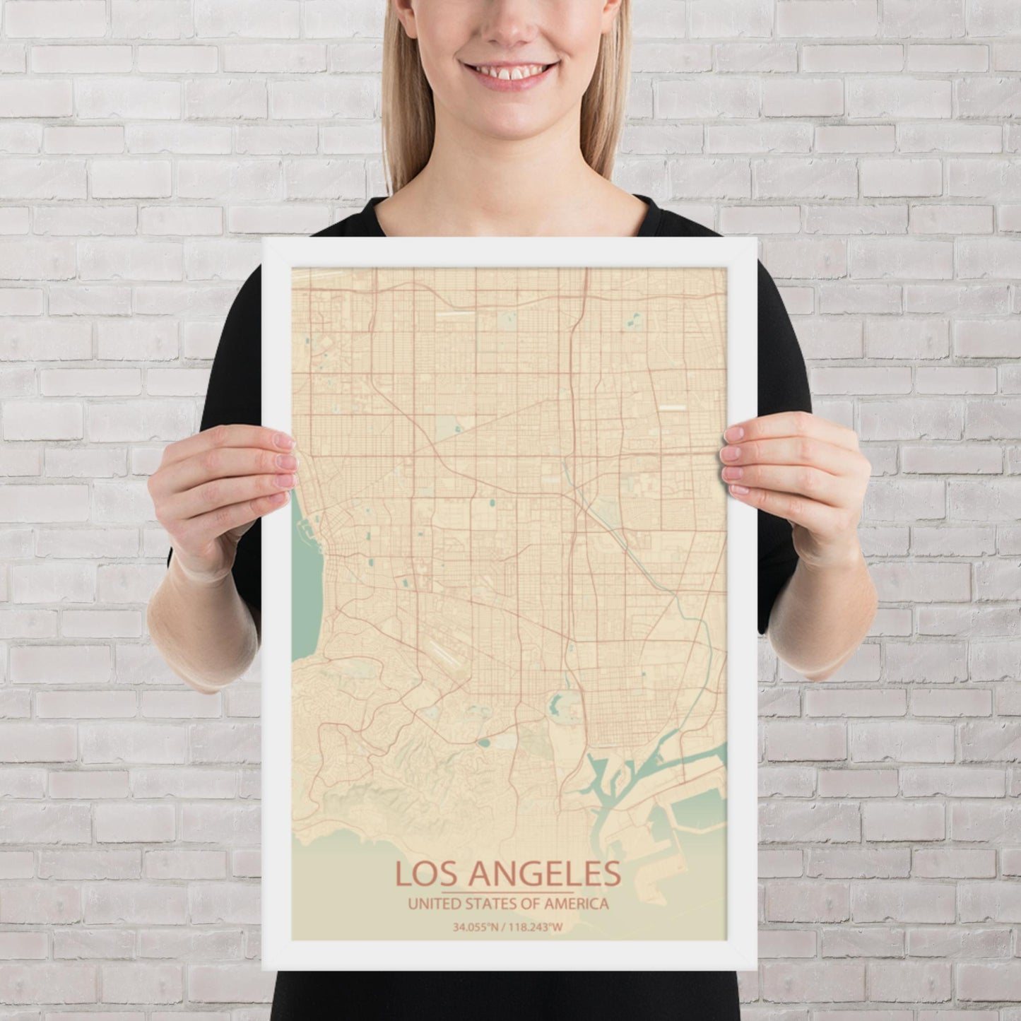 Los Angeles Vintage Style Framed Map