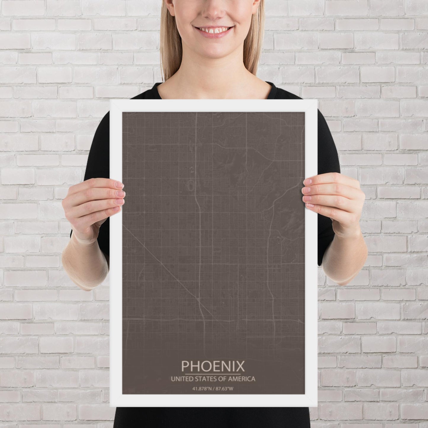 Phoenix Brown and Grey Framed Map