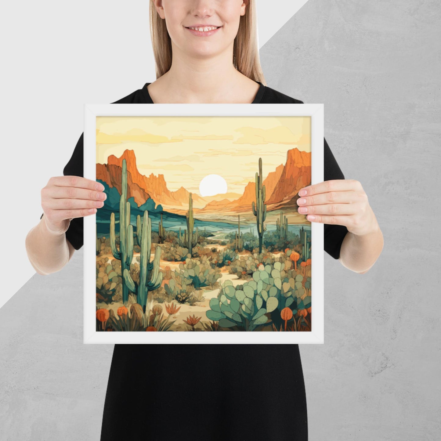 Desert Hills Shrubs Framed Poster