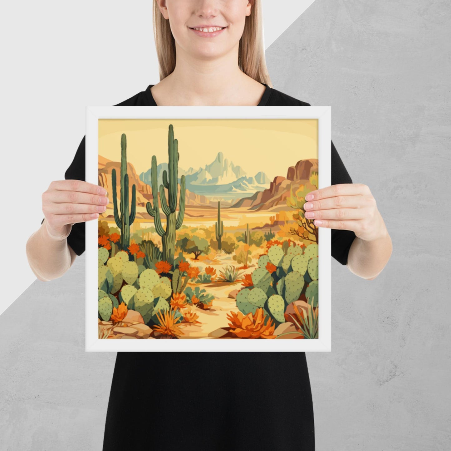 Mountainous Desert Life Framed Poster