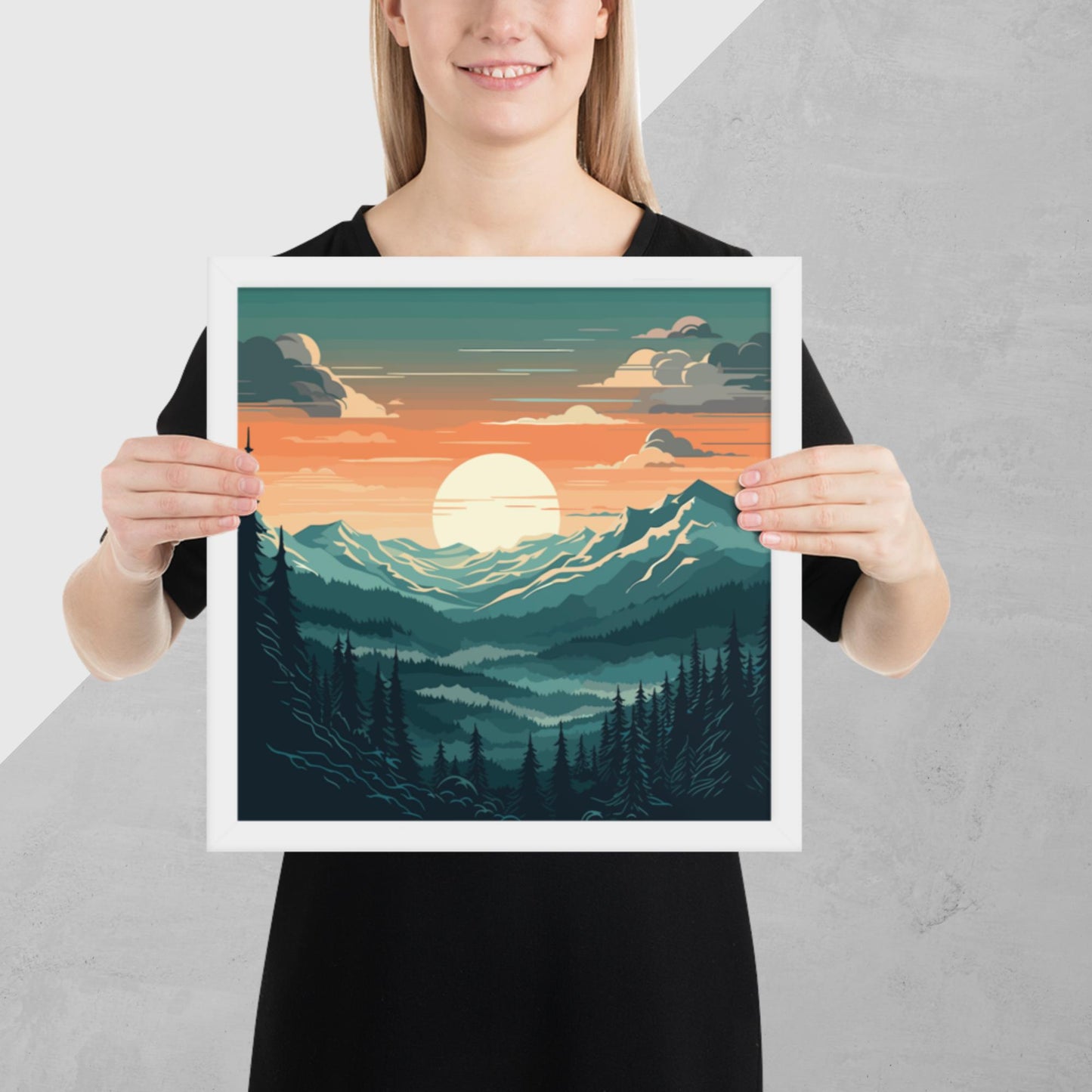 Forest Mountain Landscape Framed Poster