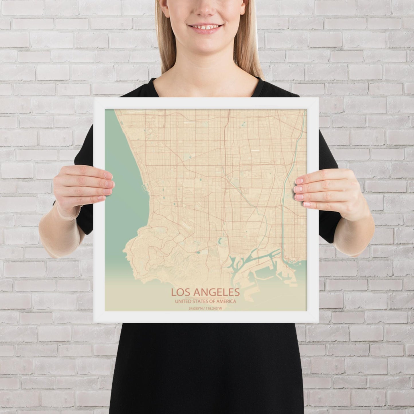 Los Angeles Vintage Style Framed Map