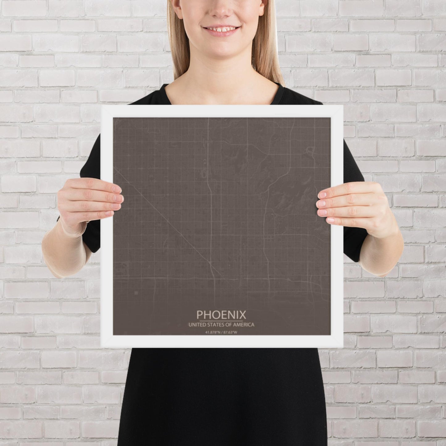 Phoenix Brown and Grey Framed Map