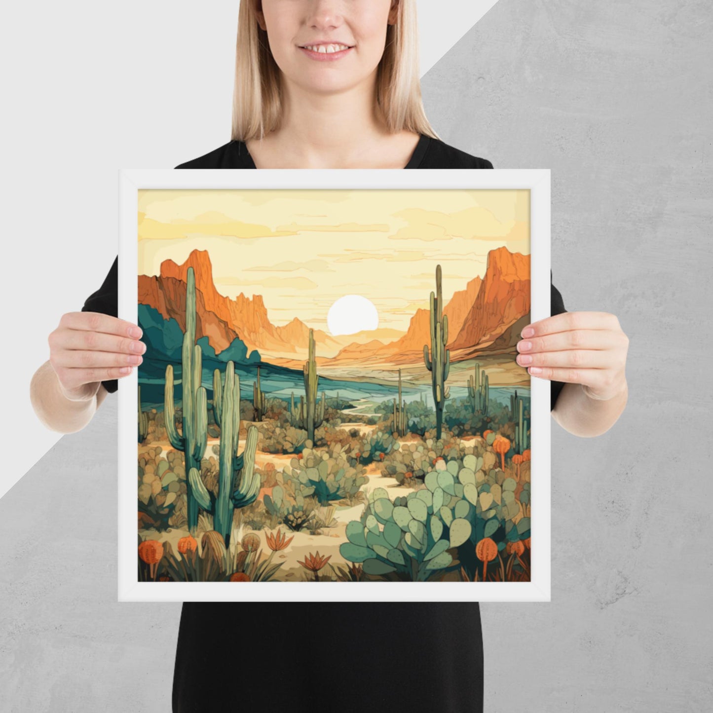 Desert Hills Shrubs Framed Poster