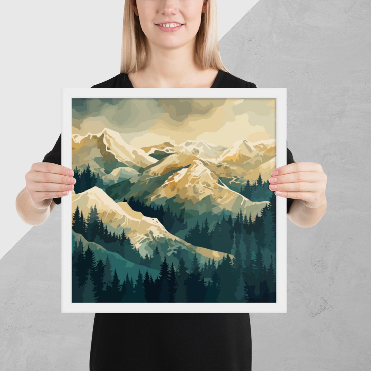 Winter Forest Mountains Framed Poster