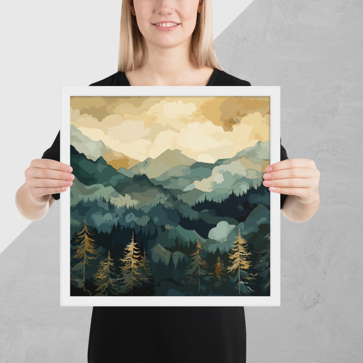 Mountainous Forest Framed Poster
