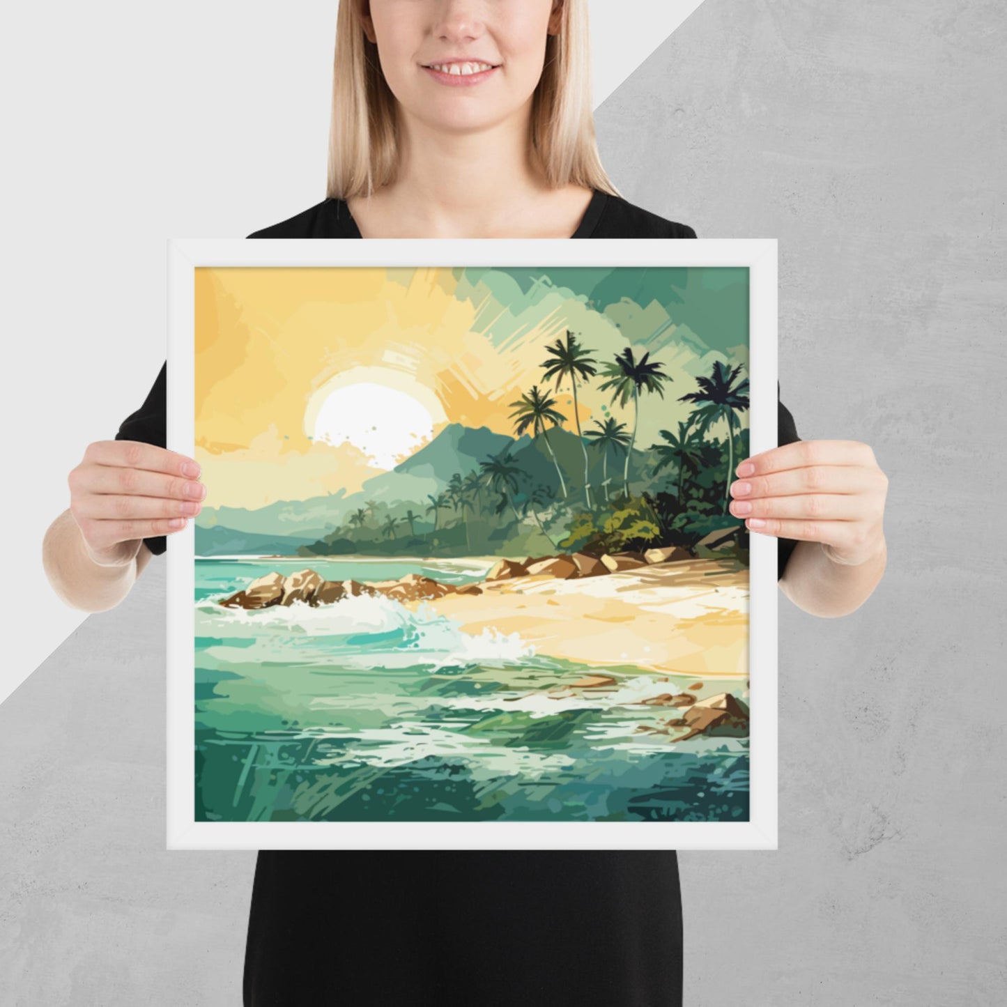 Tropical Island Beach Framed Poster
