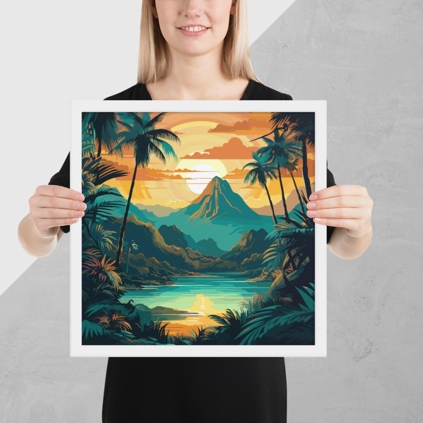 Rainforest Mountain Sunset Framed Poster